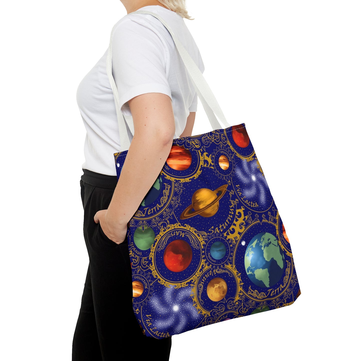 Tote Bag: Large-18x18; Celestial Planets-Blue