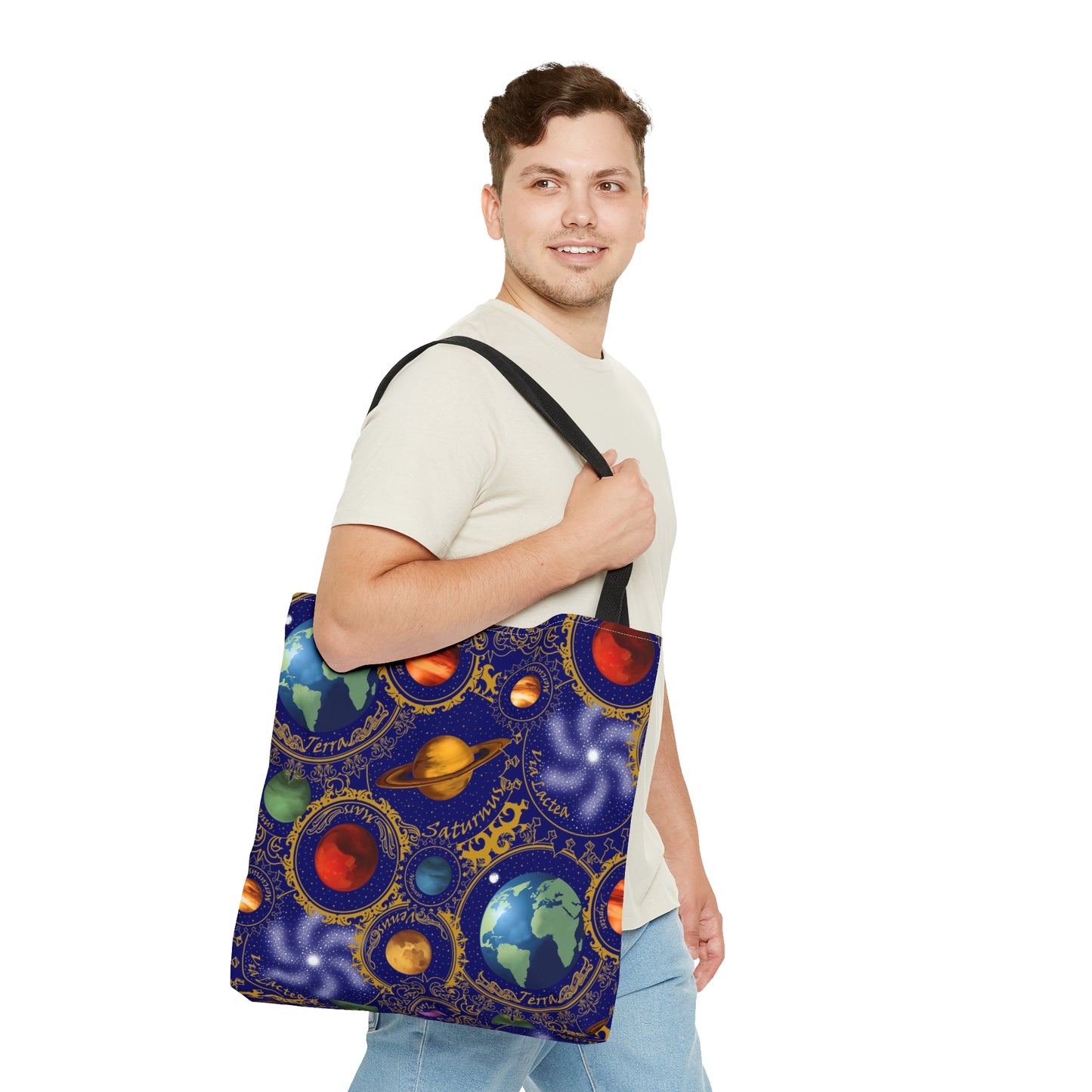 Tote Bag: Large-18x18; Celestial Planets-Blue
