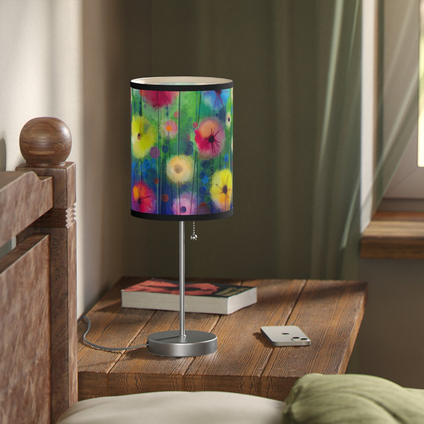 Table Lamp: Silver Base; Year of Art: Field of Flowers