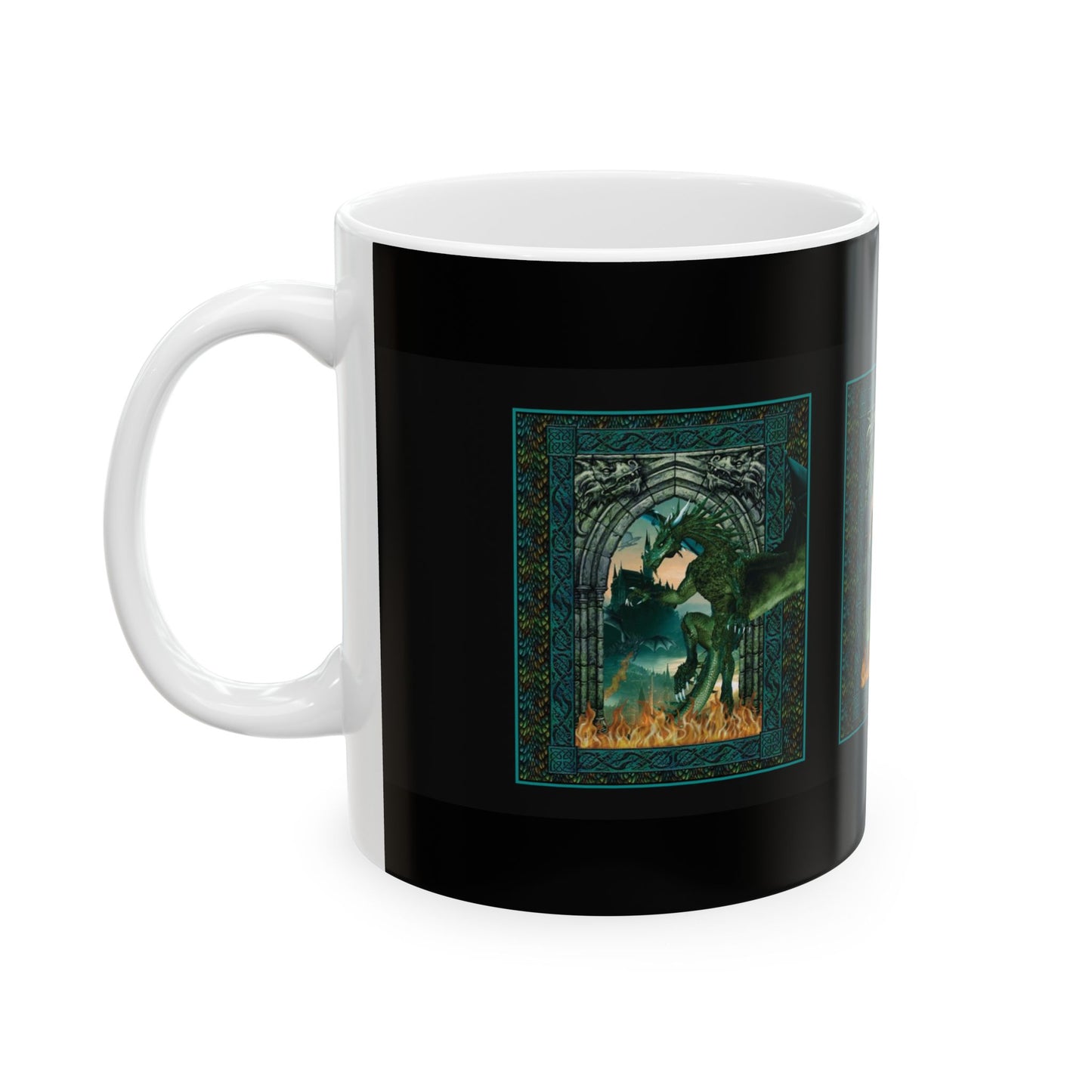 Ceramic Mug: White; Emerald Dragons