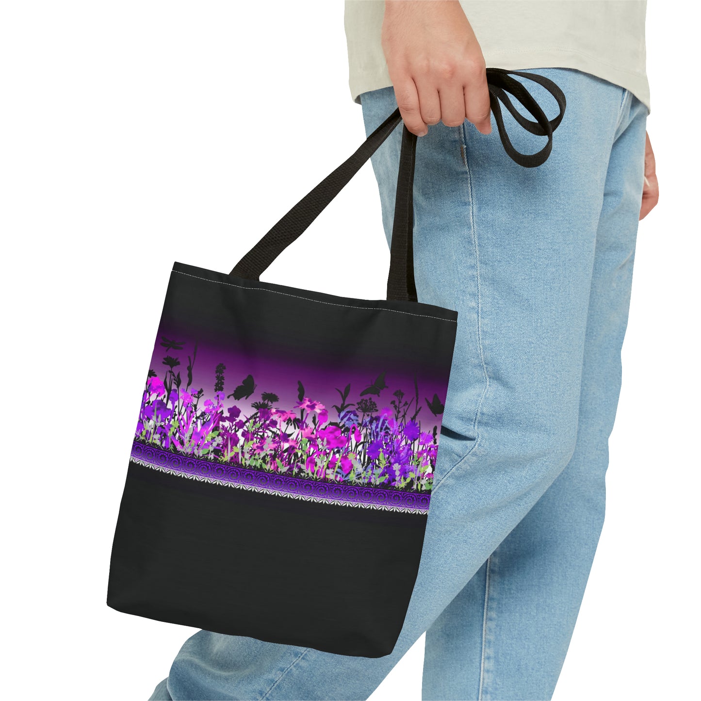 Tote Bag: Large-18x18; Dreamscapes-Purple Border