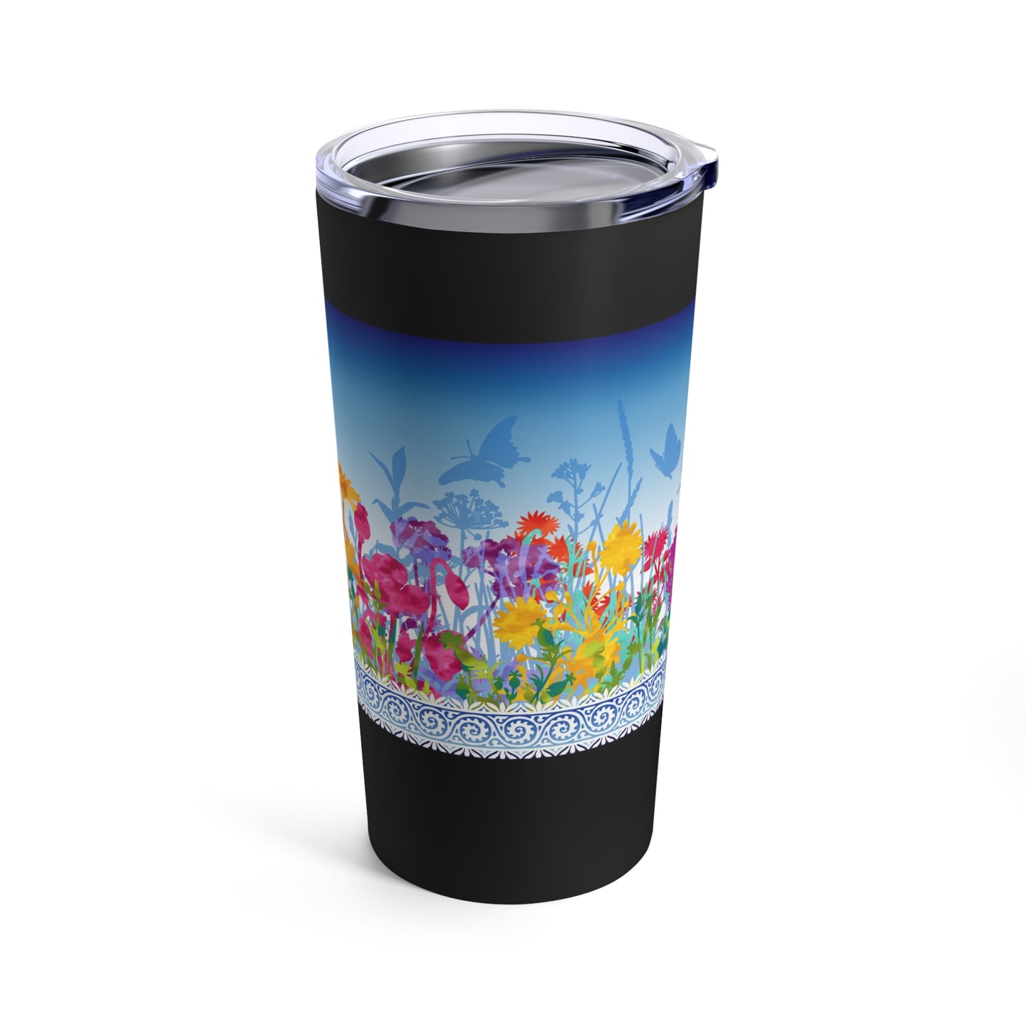 Thermal Tumbler: 20 oz: Dreamscapes-Light Blue Border