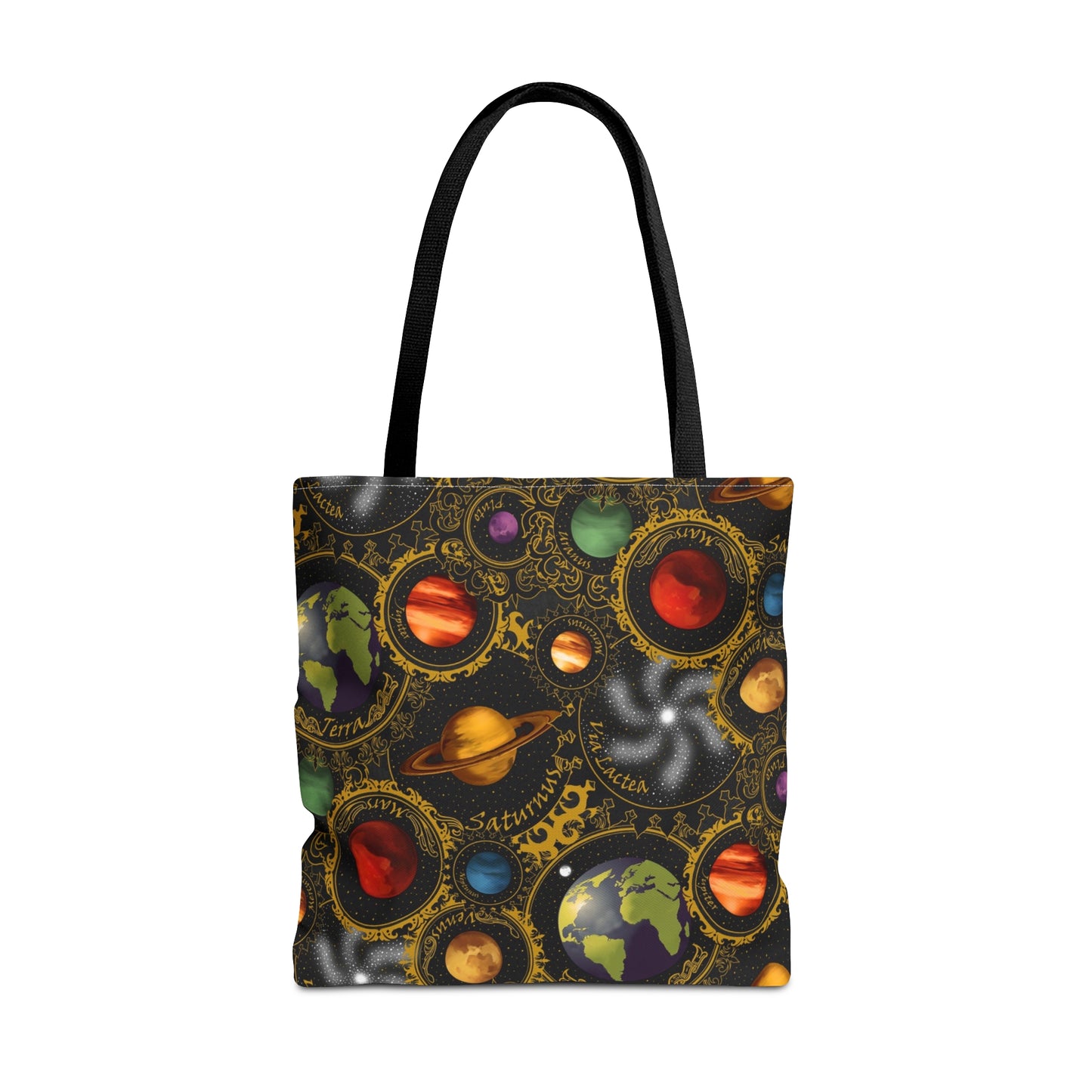 Tote Bag: Large-18x18; Celstial-Planets-Gold