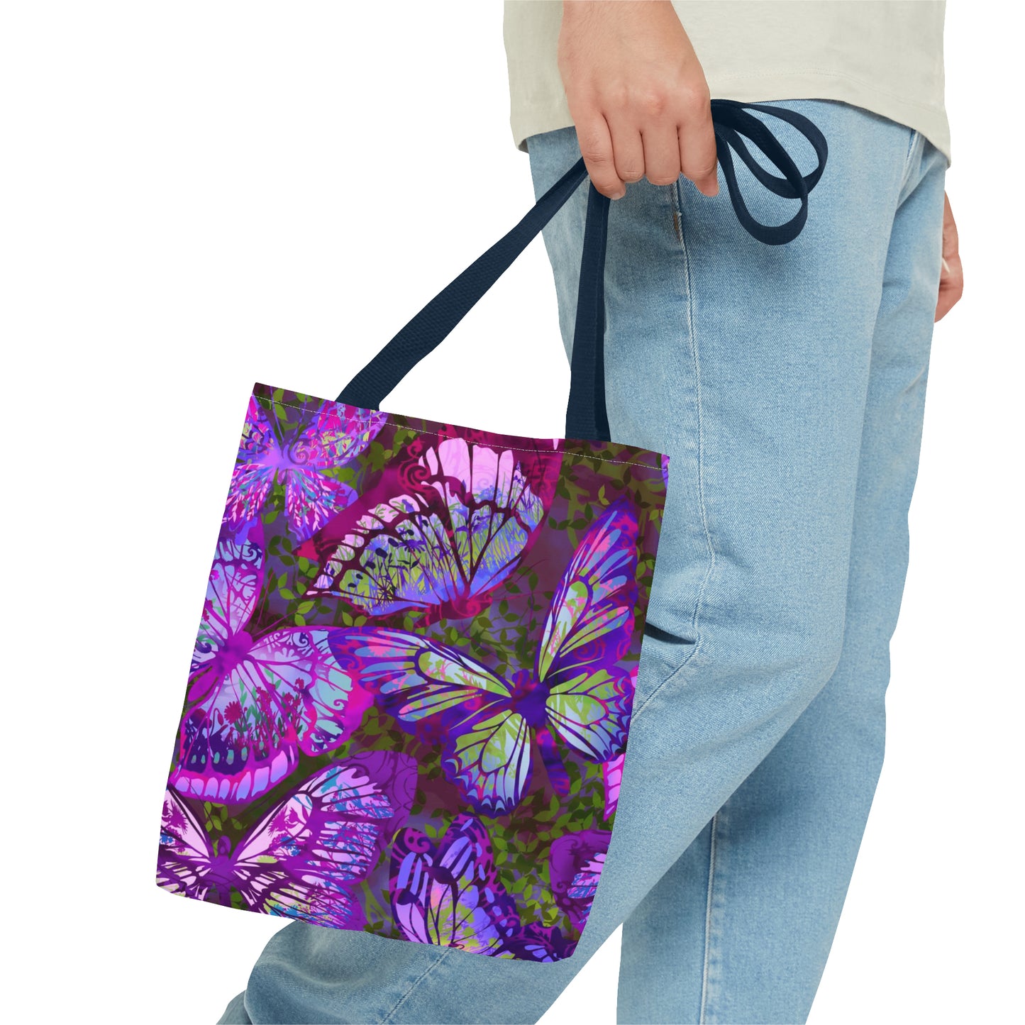 Tote Bag: Large-18x18; Dreamscapes-Lavendar Butterflies