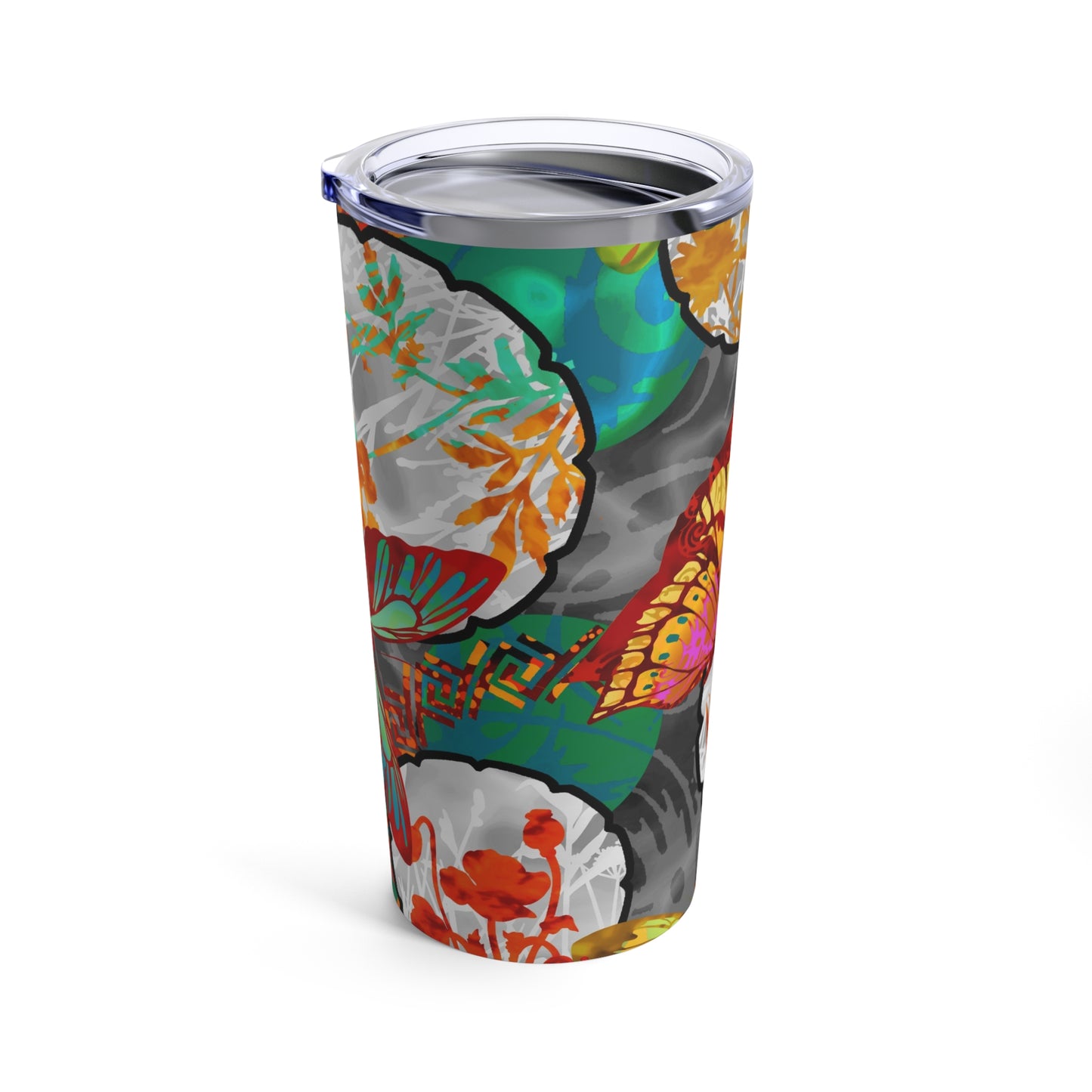 Thermal Tumbler: 20 oz: Dreamscapes Teal Buterflies