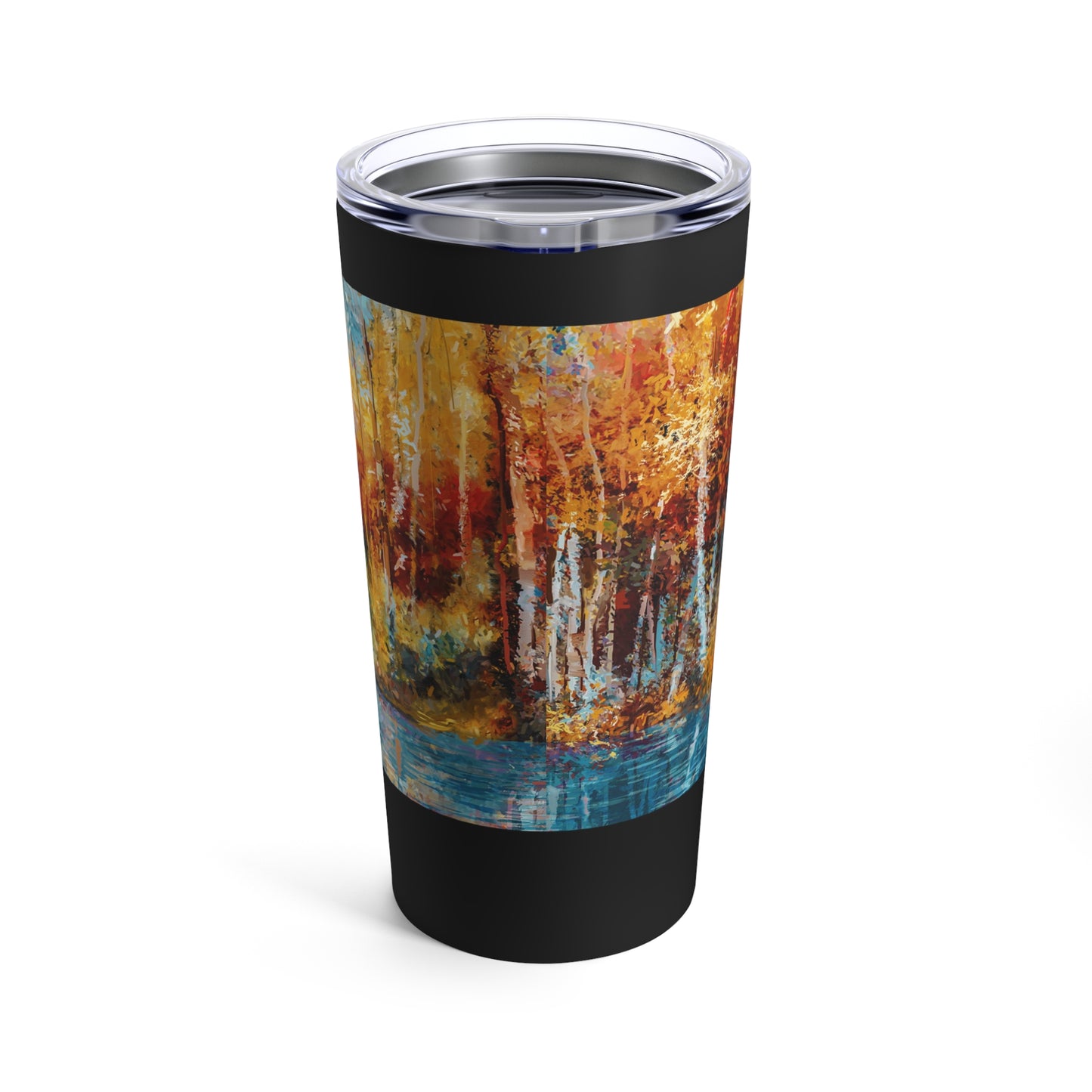 Thermal Tumbler: 20 oz: Year of Art: Fall Aspen Trees-River
