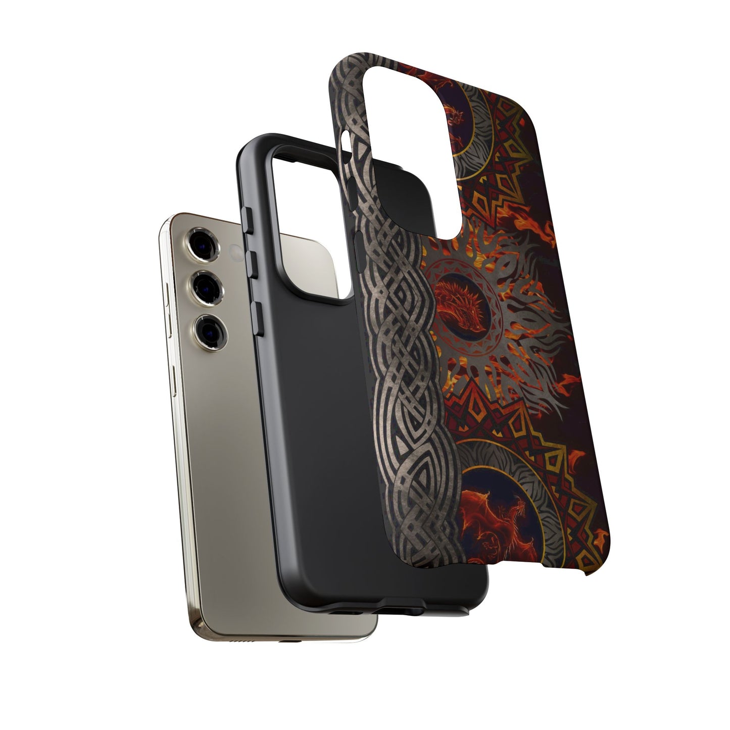 Samsung Galaxy Series Tough Case-Phone Case: Dragons-Red Fury Border
