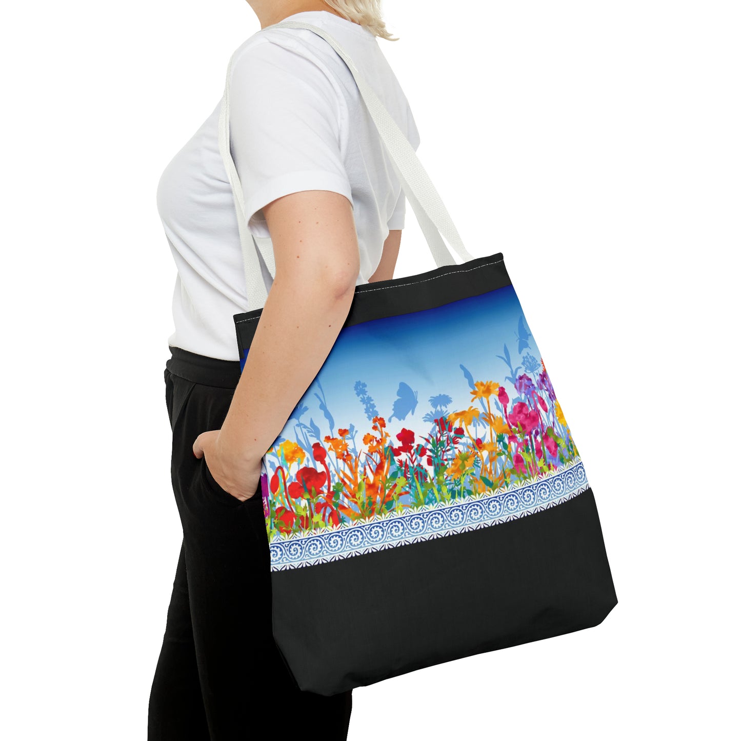 Tote Bag: Large-18x18; Dreamscapes-Light Blue Border