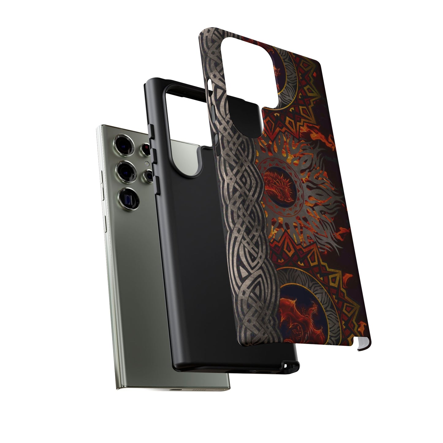 Samsung Galaxy Series Tough Case-Phone Case: Dragons-Red Fury Border