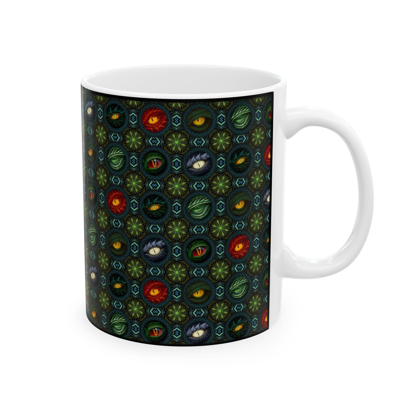 Ceramic Mug: Black; Emerald Dragons