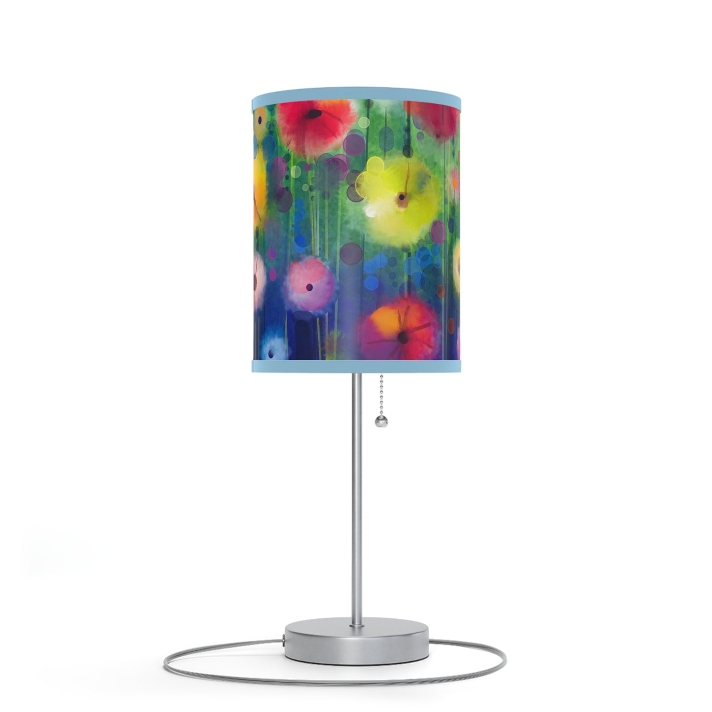 Table Lamp: Silver Base; Year of Art: Field of Flowers