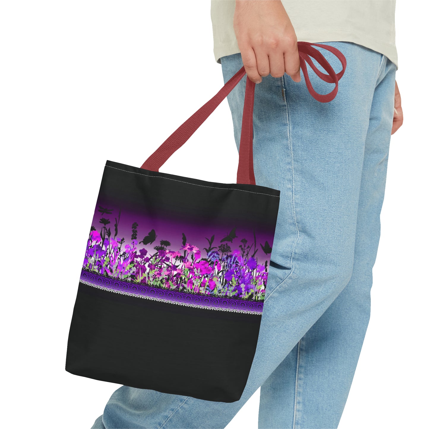Tote Bag: Large-18x18; Dreamscapes-Purple Border