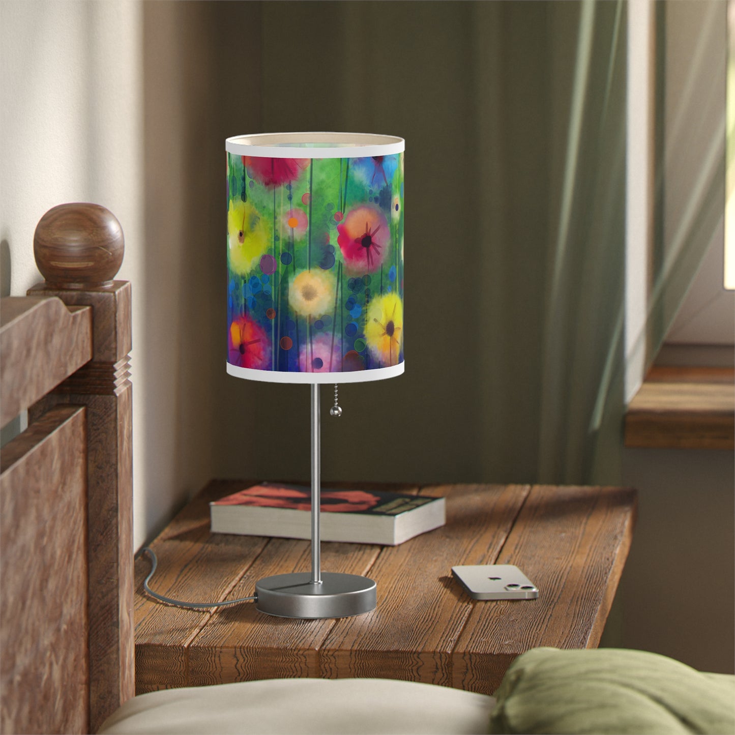 Table Lamp: Silver Base; Year of Art: Field of Flowers