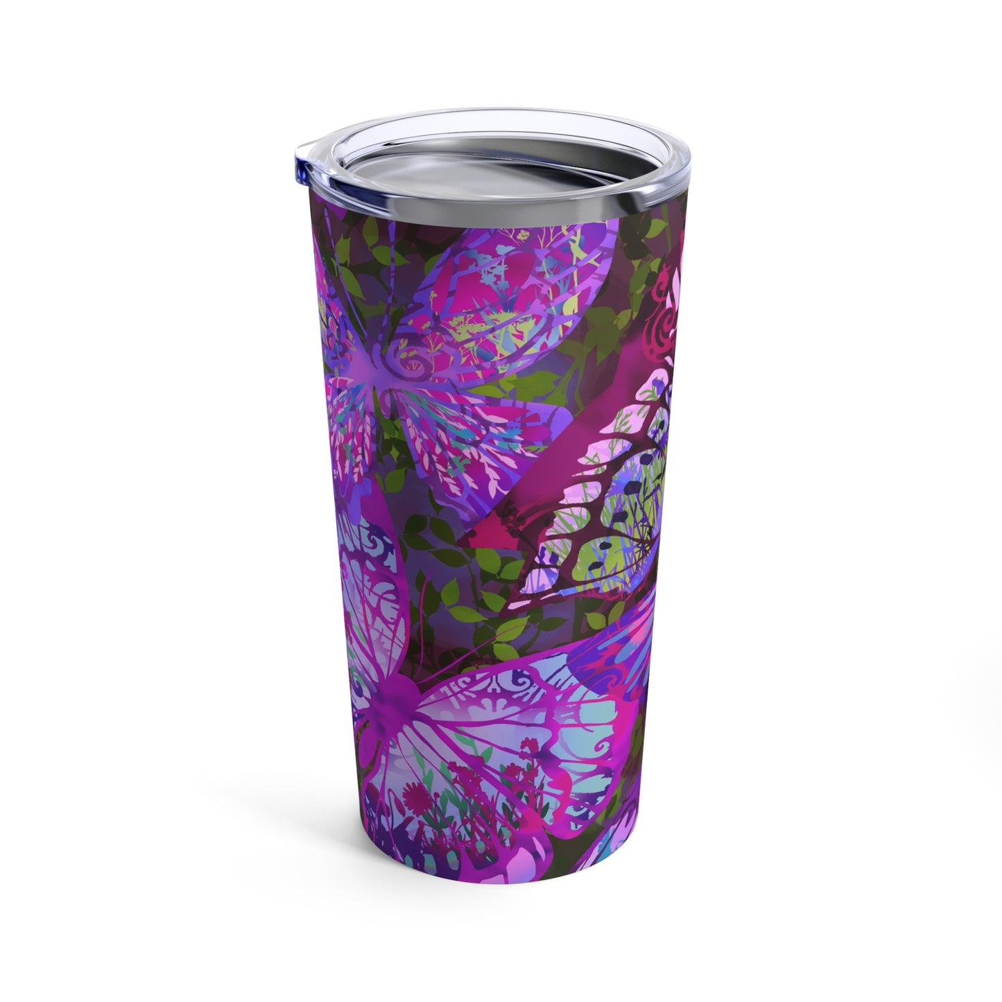 Thermal Tumbler: 20 oz: Dreamscapes-Purple Butterflies