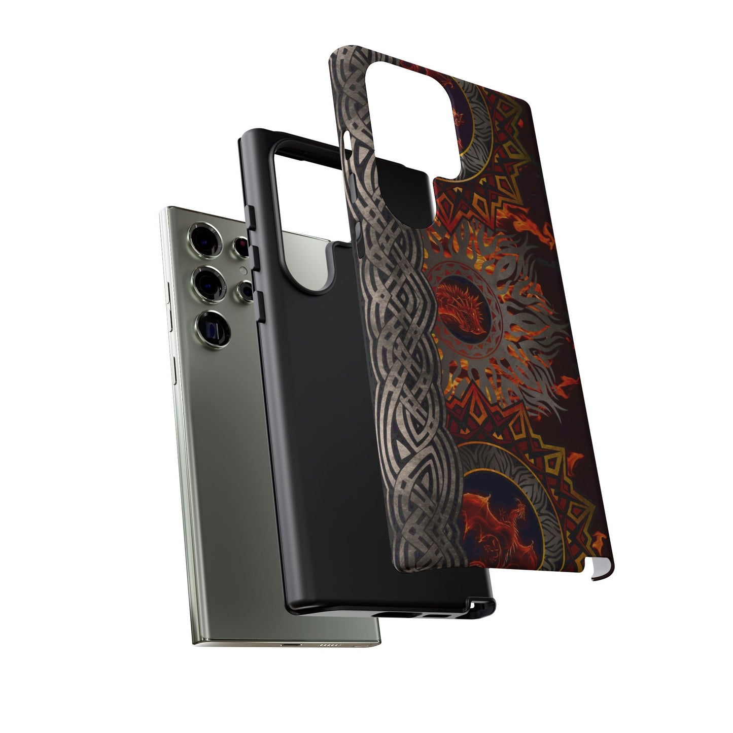 Samsung Galaxy Series Tough Case-Phone Case: Dragons-Red Fury Border