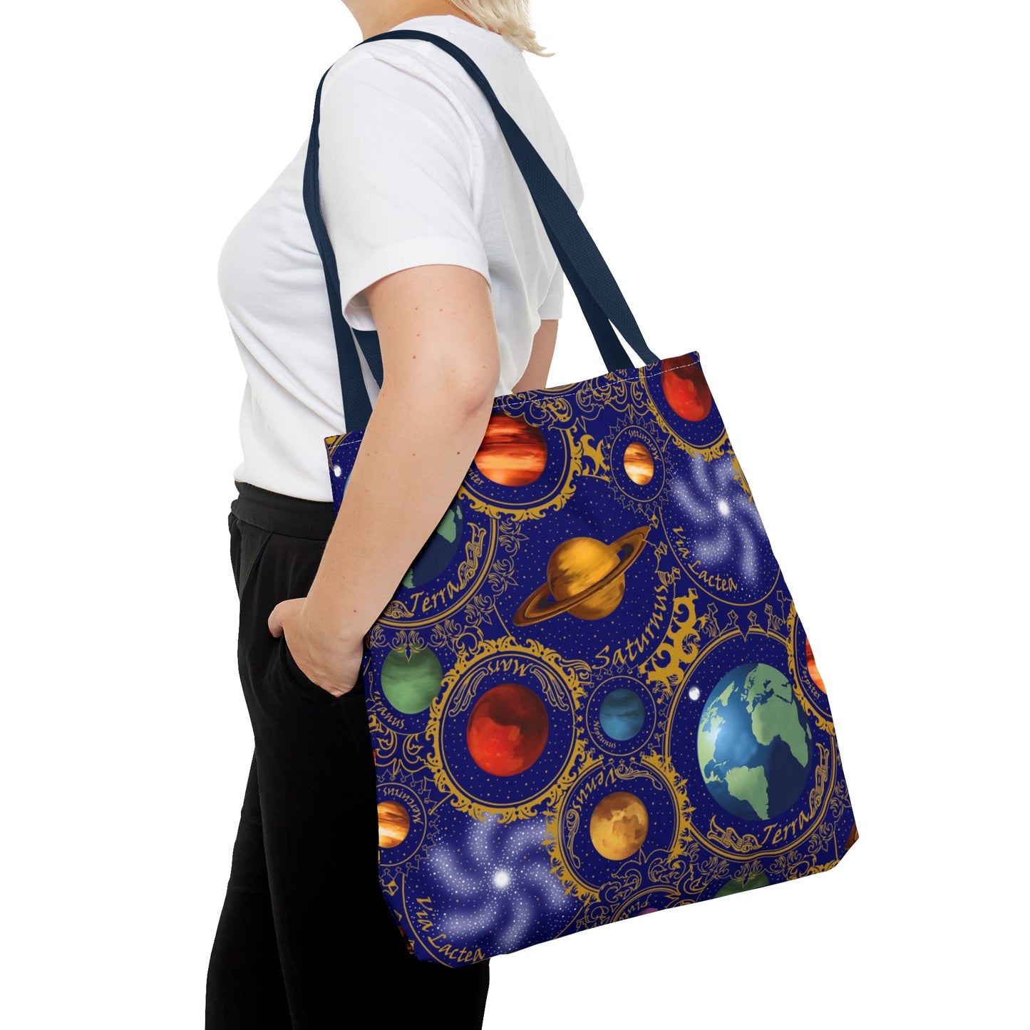 Tote Bag: Large-18x18; Celestial Planets-Blue