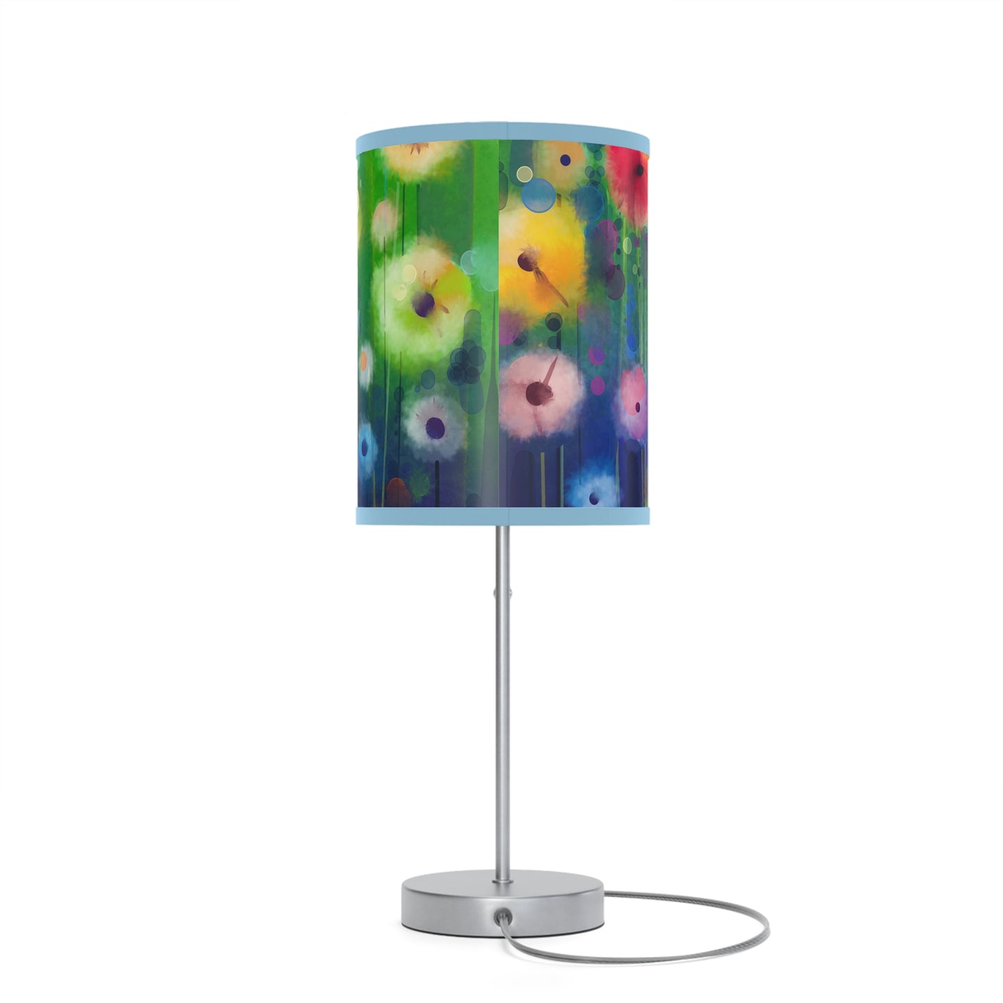 Table Lamp: Silver Base; Year of Art: Field of Flowers