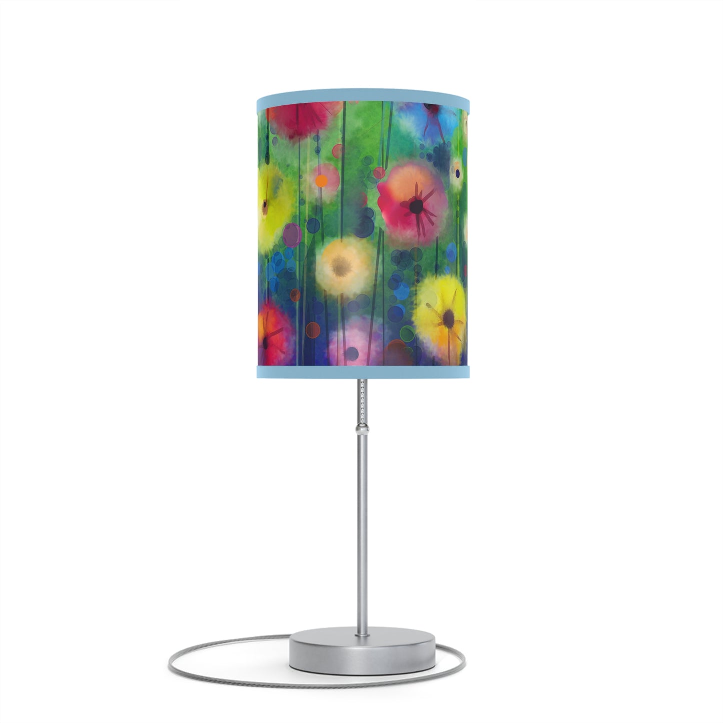 Table Lamp: Silver Base; Year of Art: Field of Flowers