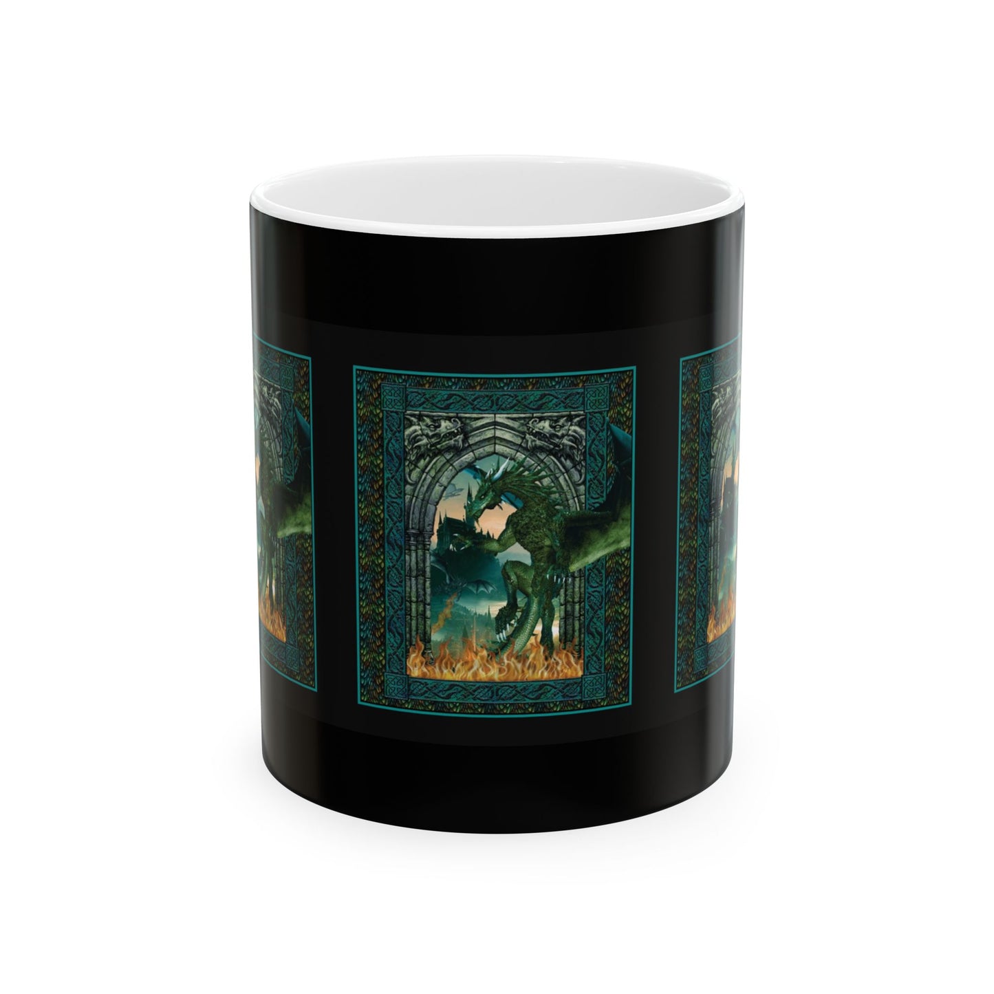 Ceramic Mug: White; Emerald Dragons