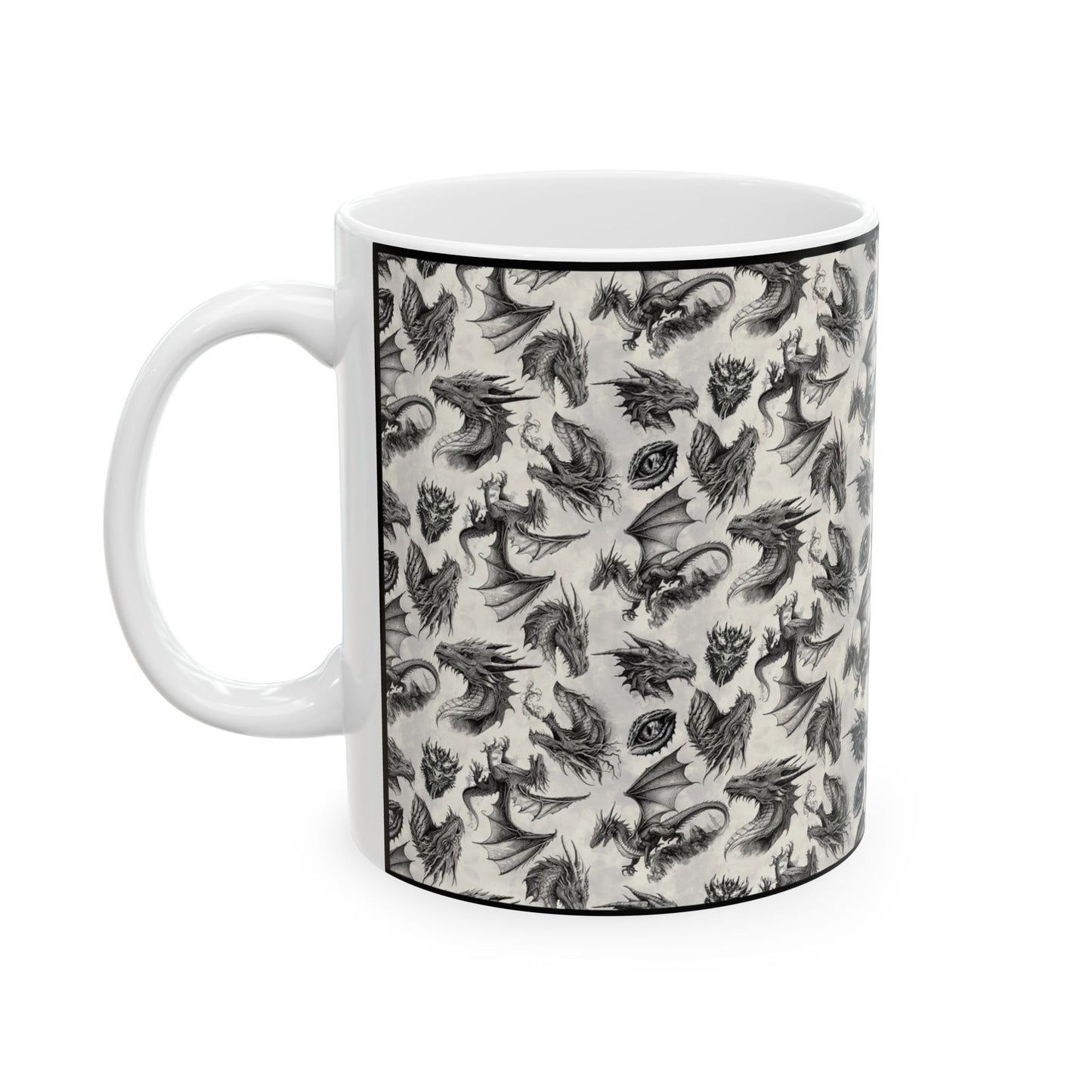 Ceramic Mug: Black; Emerald Dragons