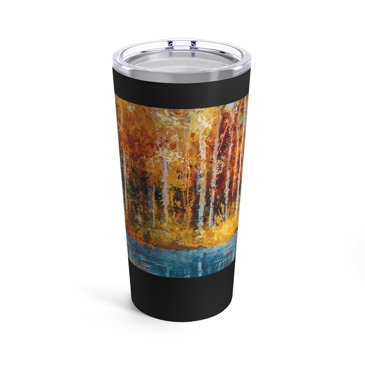 Thermal Tumbler: 20 oz: Year of Art: Fall Aspen Trees-River