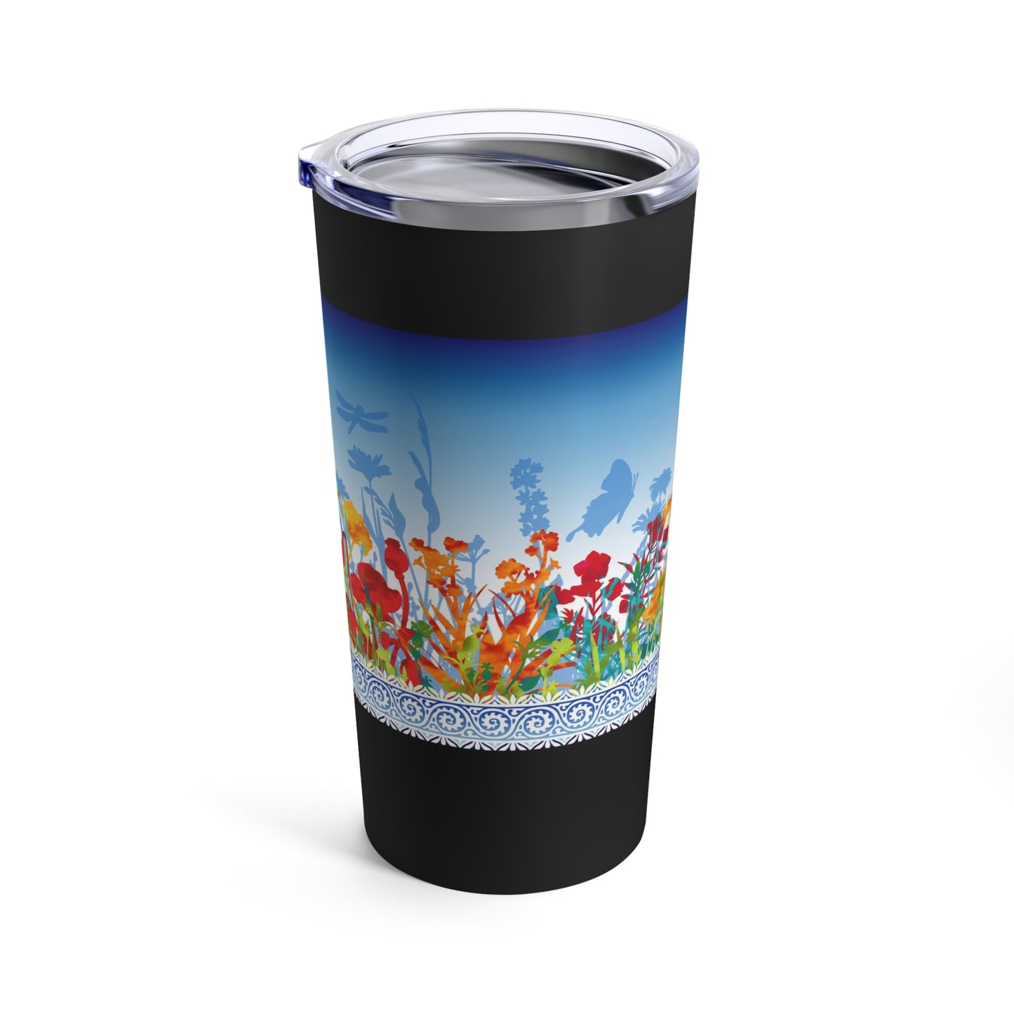Thermal Tumbler: 20 oz: Dreamscapes-Light Blue Border