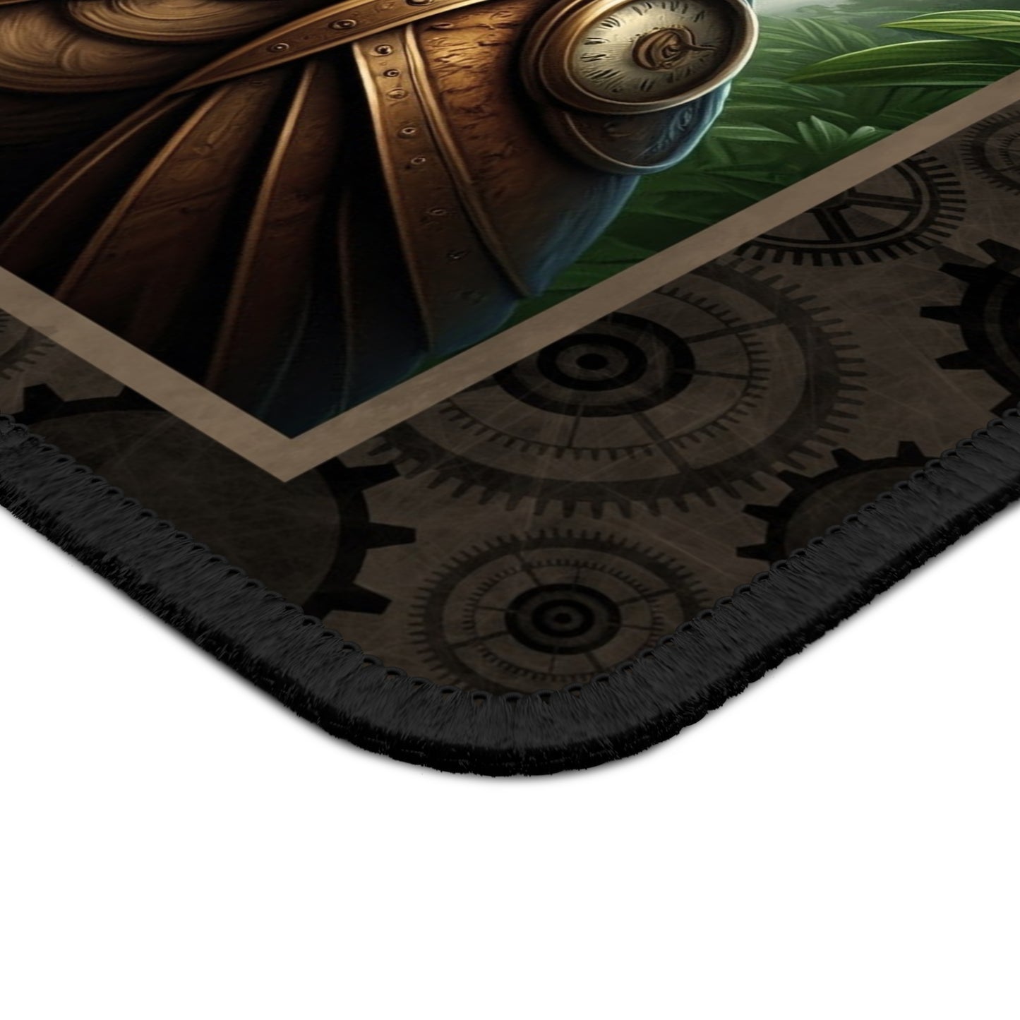 Steampunk Owl Gaming Mouse Pad — Mechanical Clockwork Forest Design