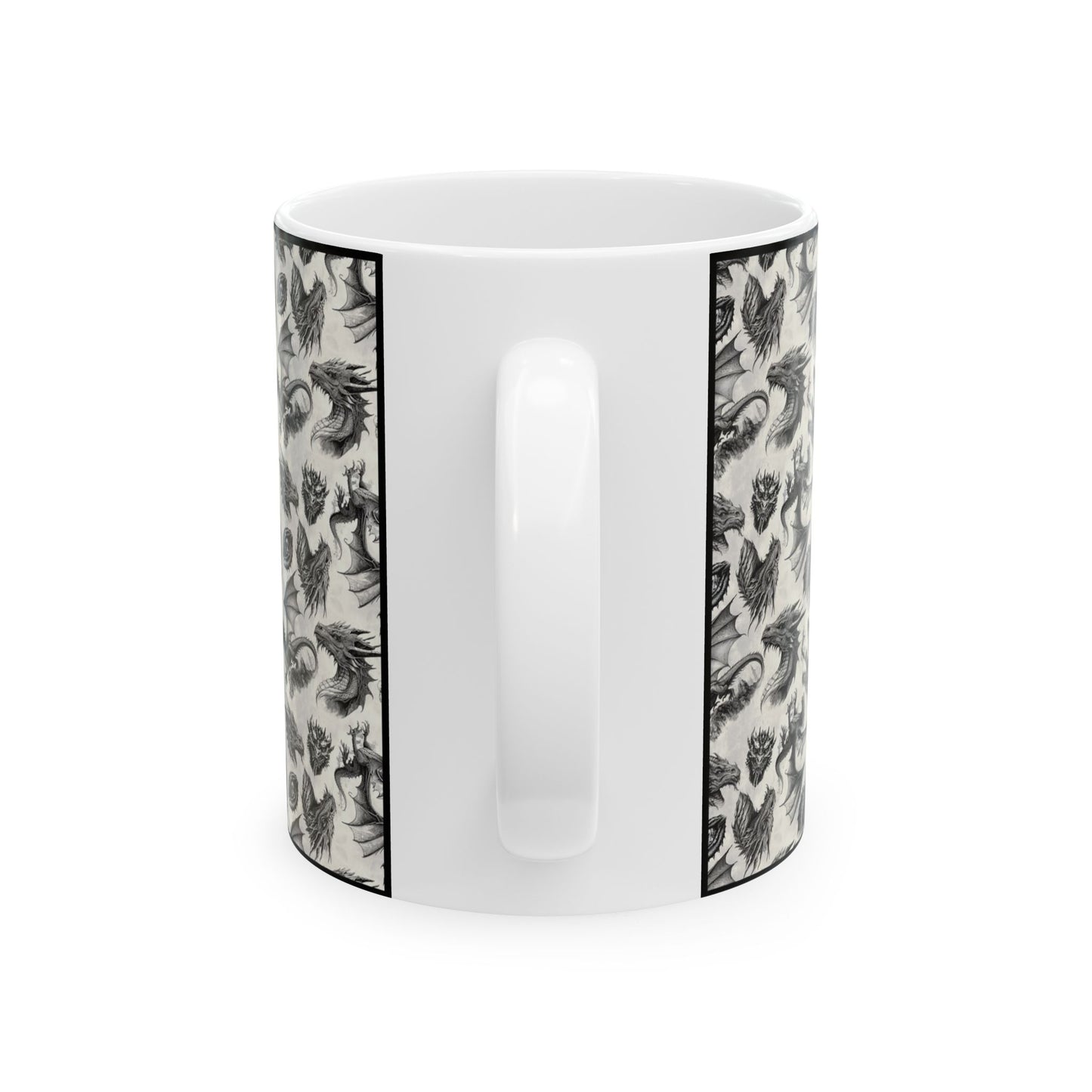 Ceramic Mug: Black; Emerald Dragons
