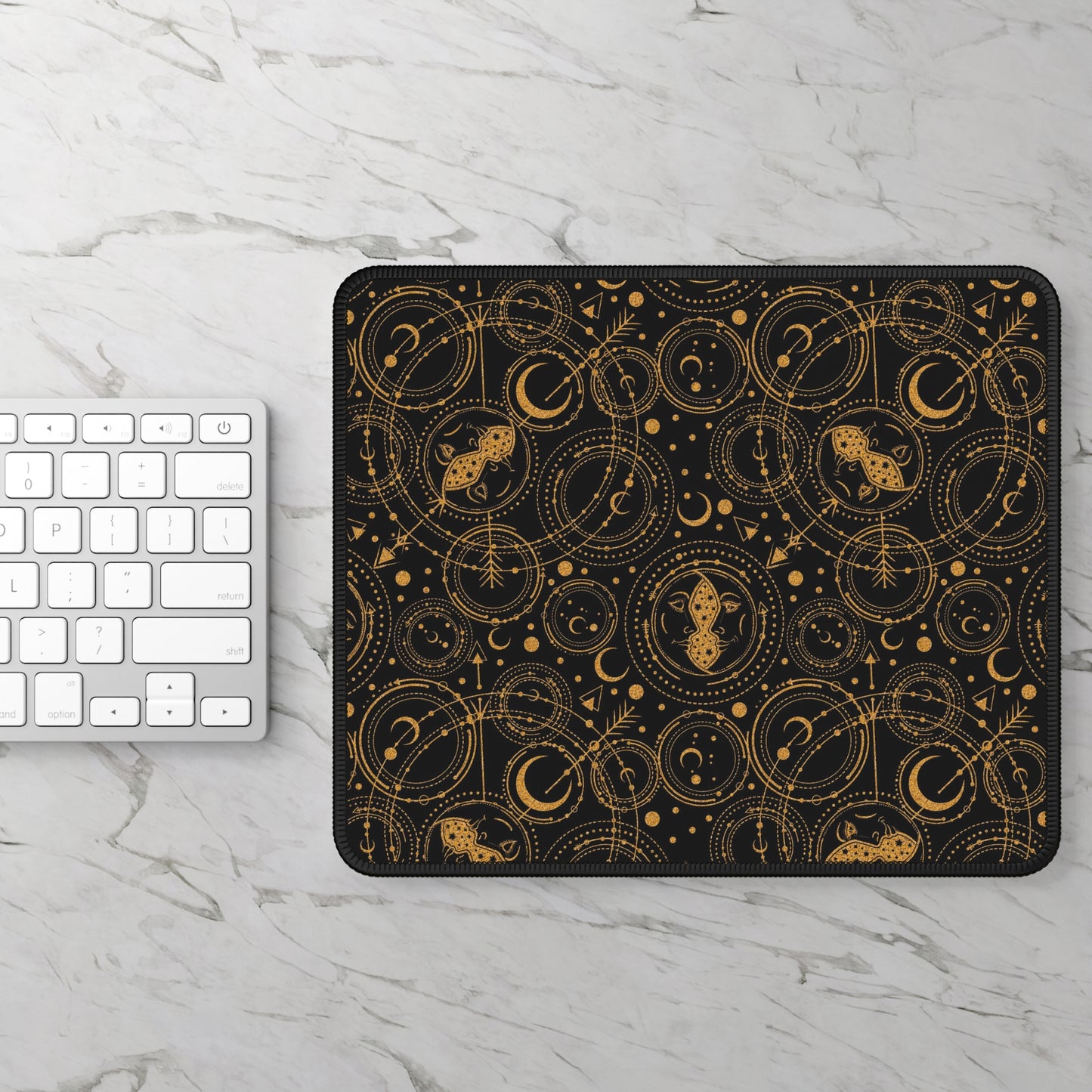 Mouse Pad-Gaming; 9x7: "Cosmos" Zodiac Gold Silhouette: