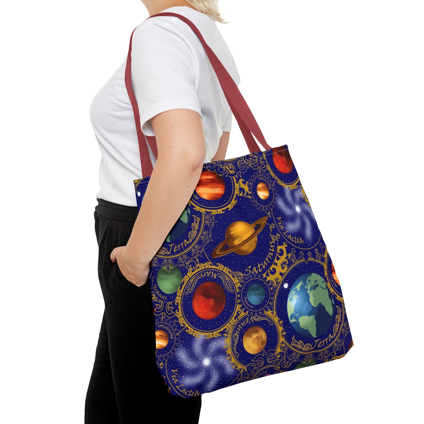 Tote Bag: Large-18x18; Celestial Planets-Blue