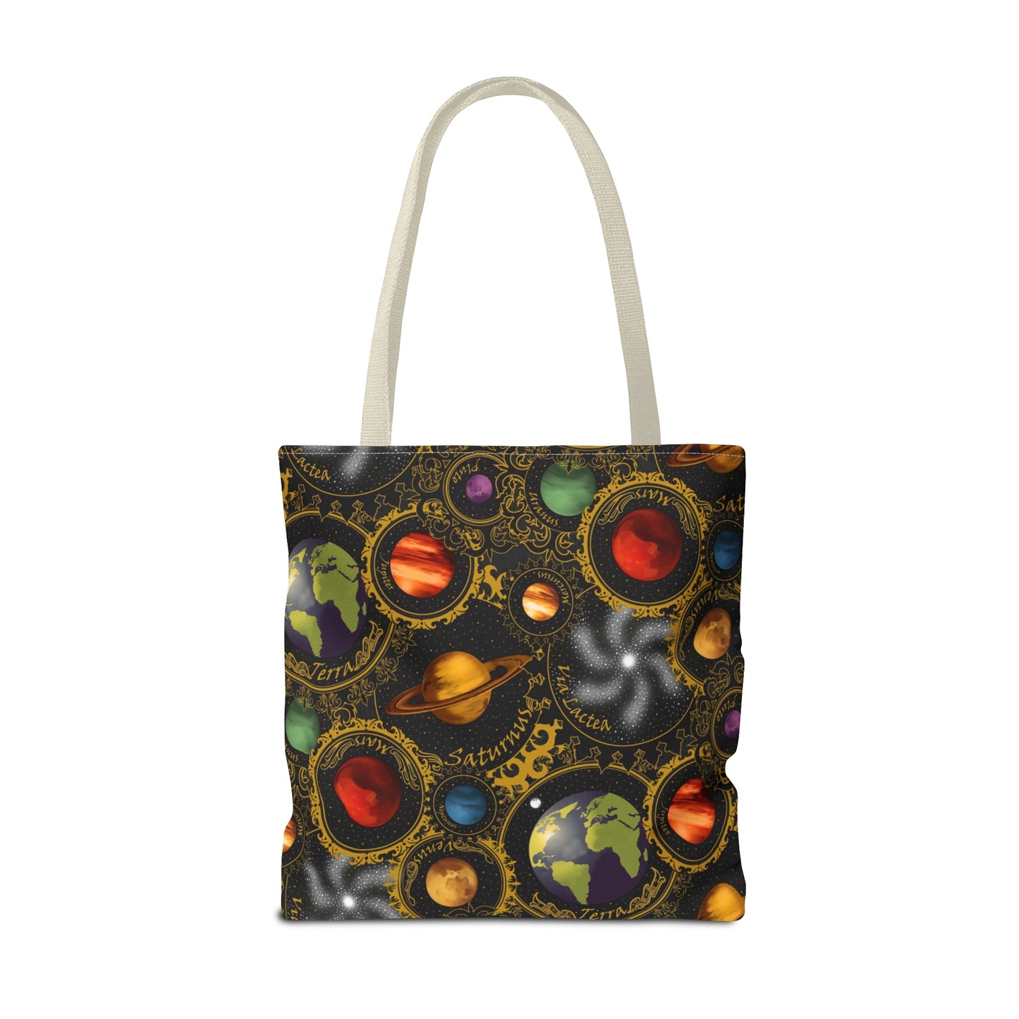 Tote Bag: Large-18x18; Celstial-Planets-Gold