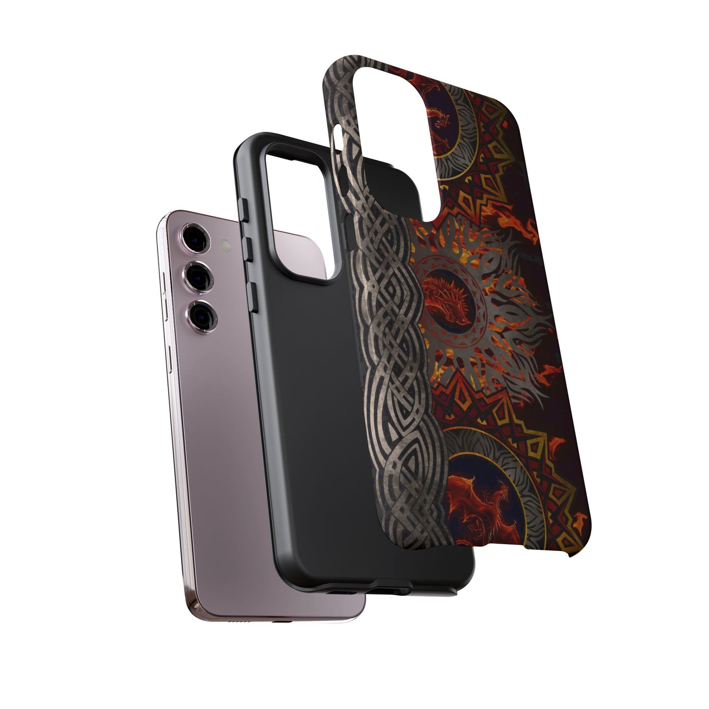 Samsung Galaxy Series Tough Case-Phone Case: Dragons-Red Fury Border