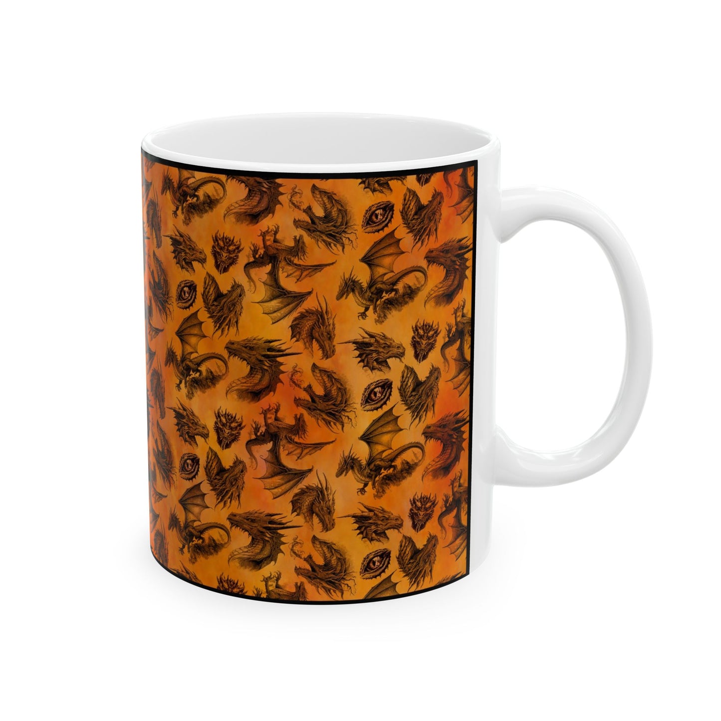 Ceramic Mug: Black; Emerald Dragons