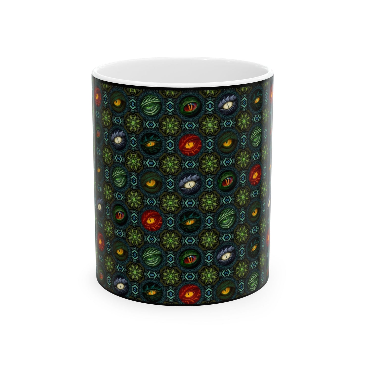Ceramic Mug: Black; Emerald Dragons