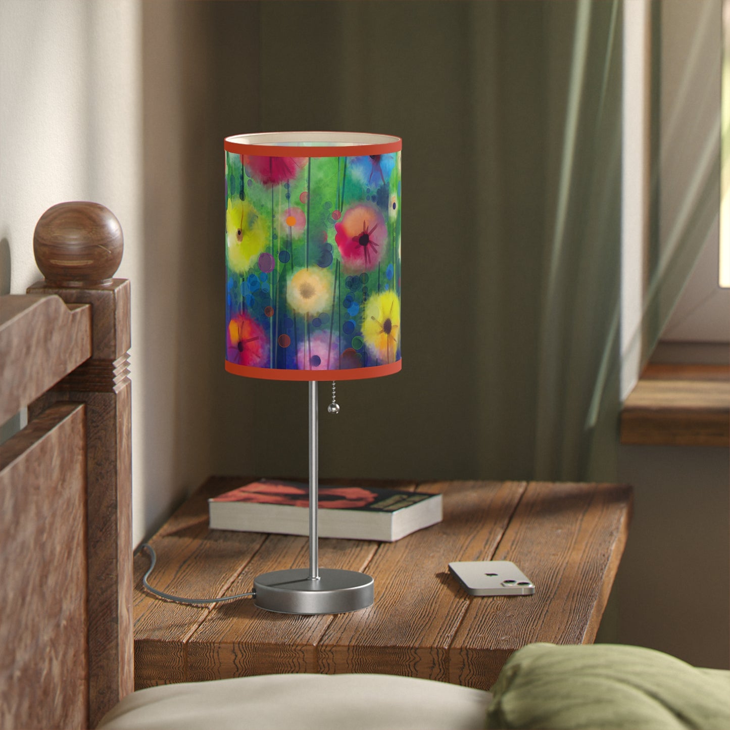 Table Lamp: Silver Base; Year of Art: Field of Flowers