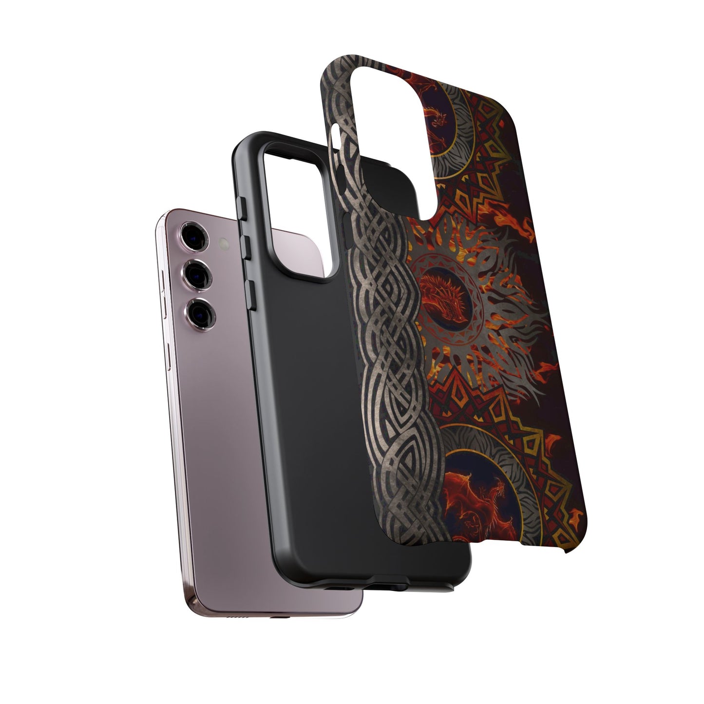 Samsung Galaxy Series Tough Case-Phone Case: Dragons-Red Fury Border