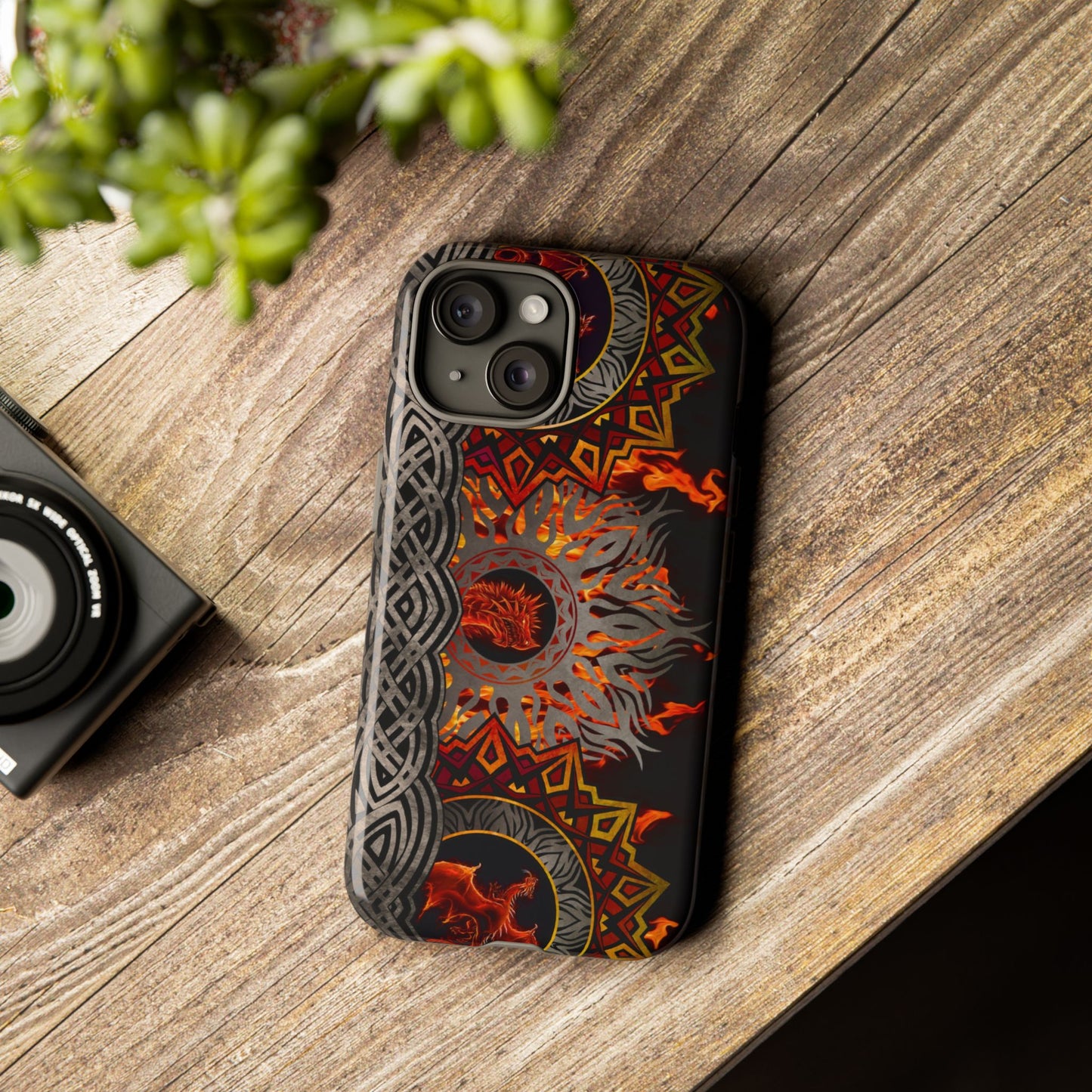 Samsung Galaxy Series Tough Case-Phone Case: Dragons-Red Fury Border