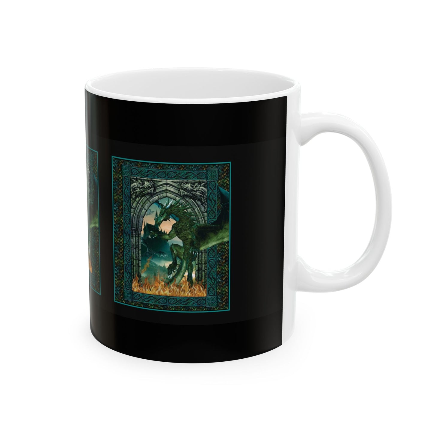 Ceramic Mug: White; Emerald Dragons