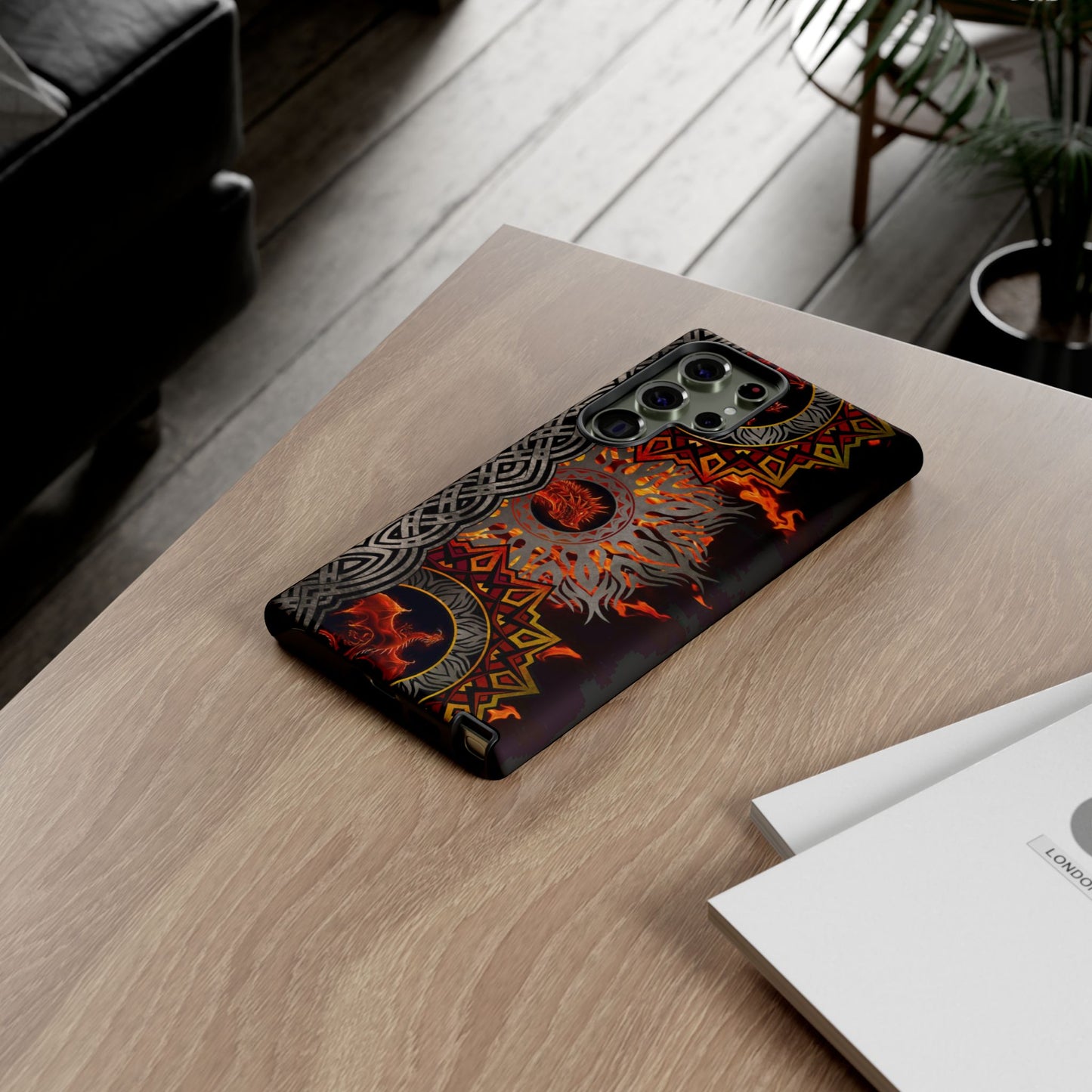 Samsung Galaxy Series Tough Case-Phone Case: Dragons-Red Fury Border