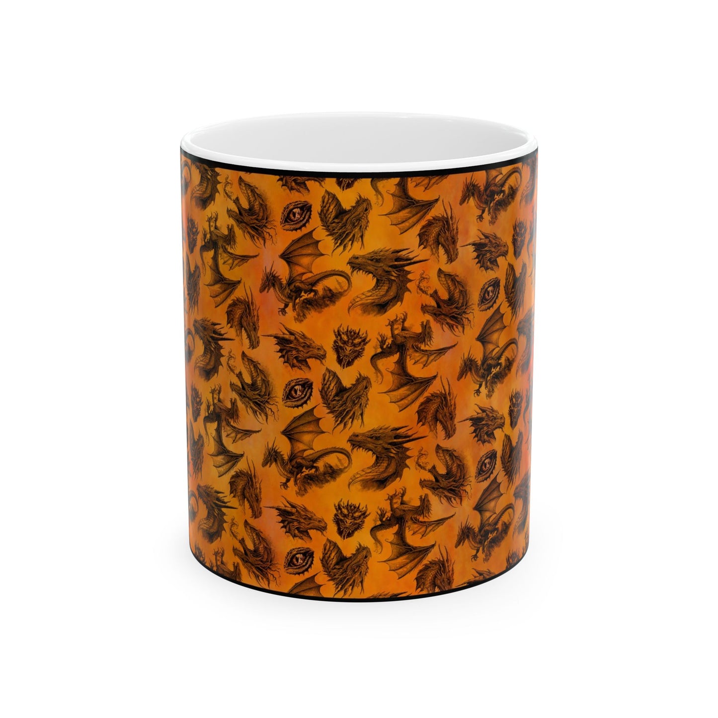 Ceramic Mug: Black; Emerald Dragons