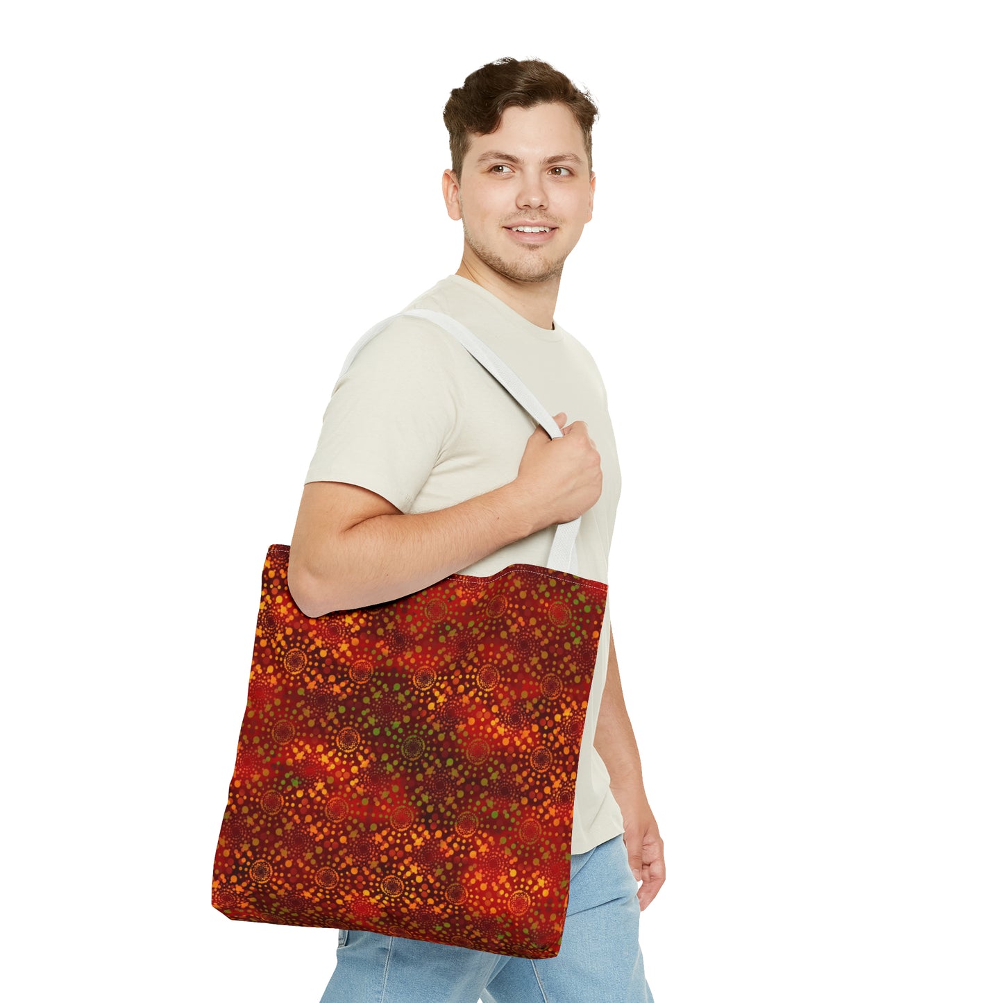 Tote Bag: Large-18x18: Dreamscapres Orange Kaleidoscopte: