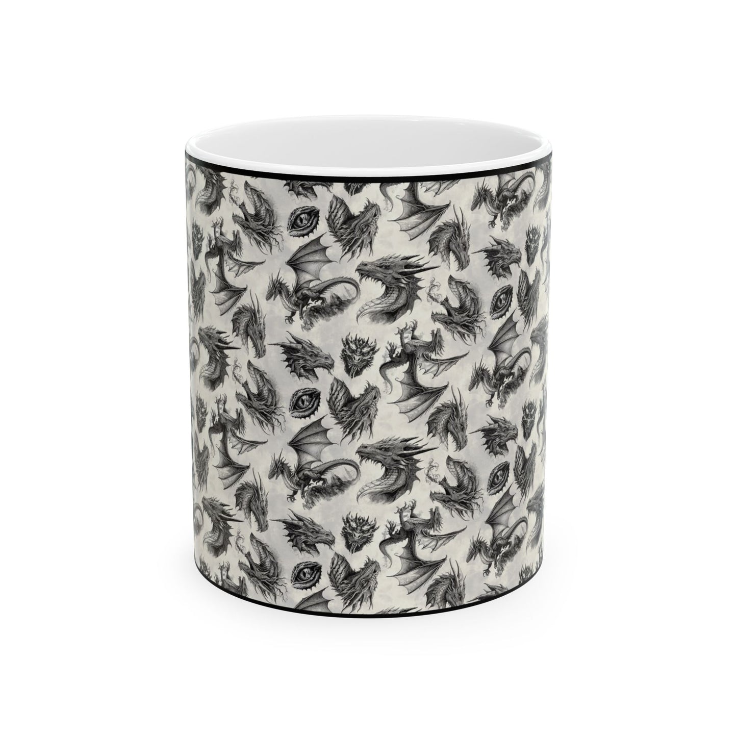 Ceramic Mug: Black; Emerald Dragons