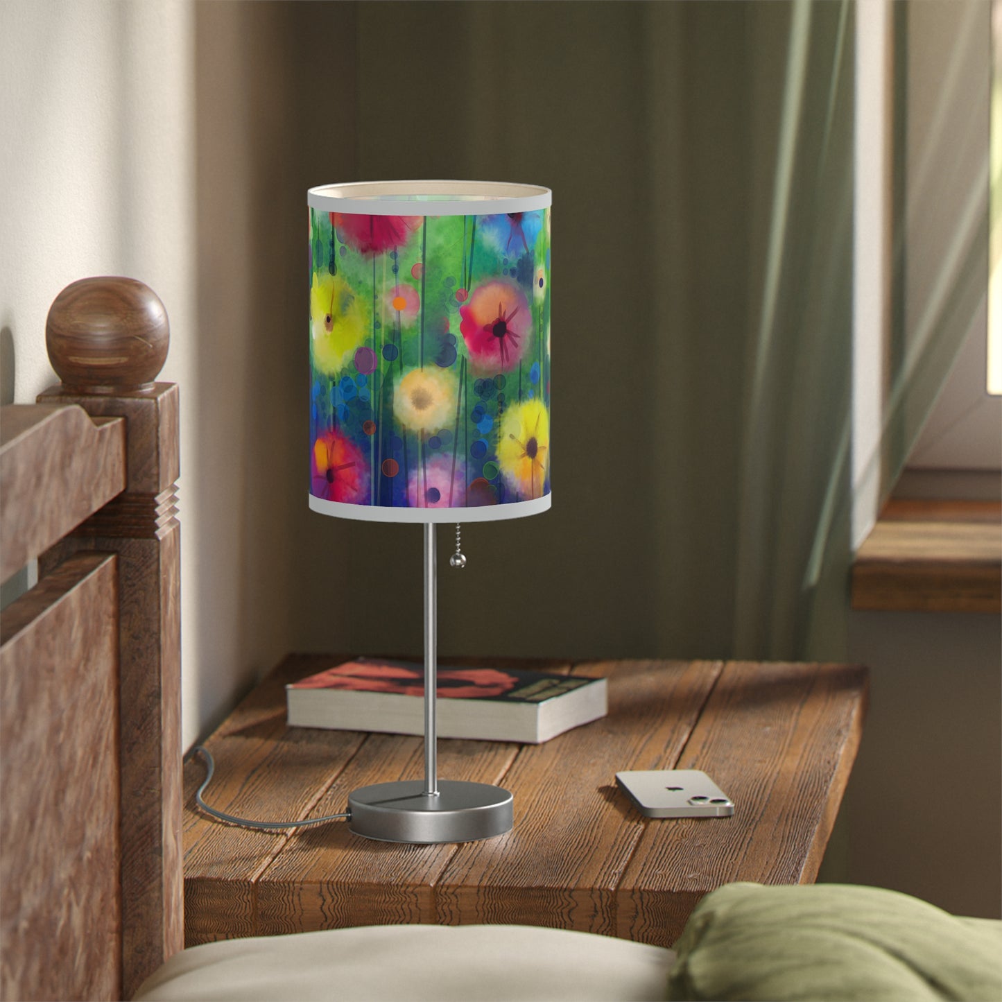 Table Lamp: Silver Base; Year of Art: Field of Flowers