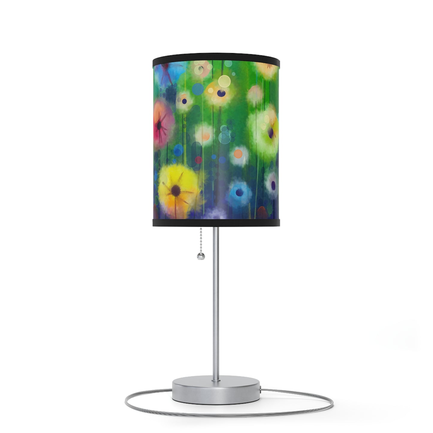 Table Lamp: Silver Base; Year of Art: Field of Flowers
