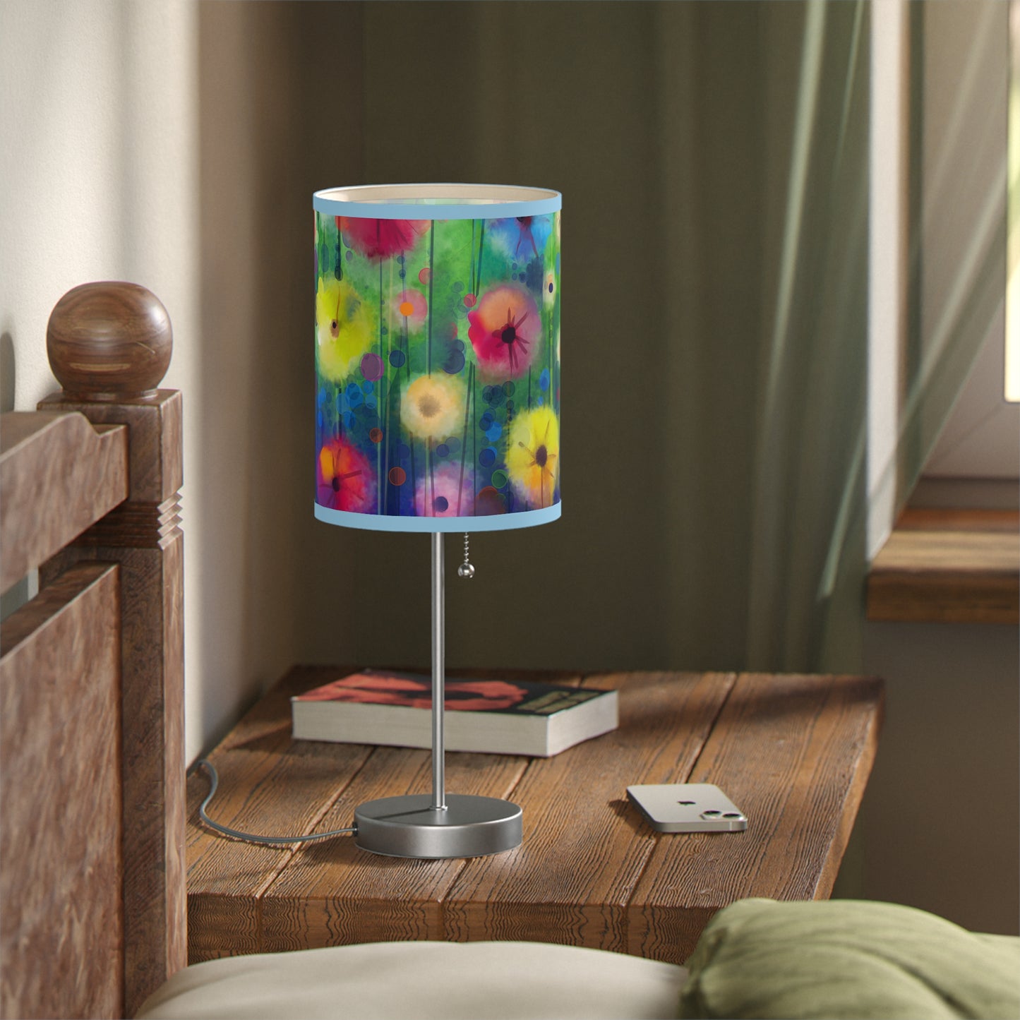 Table Lamp: Silver Base; Year of Art: Field of Flowers