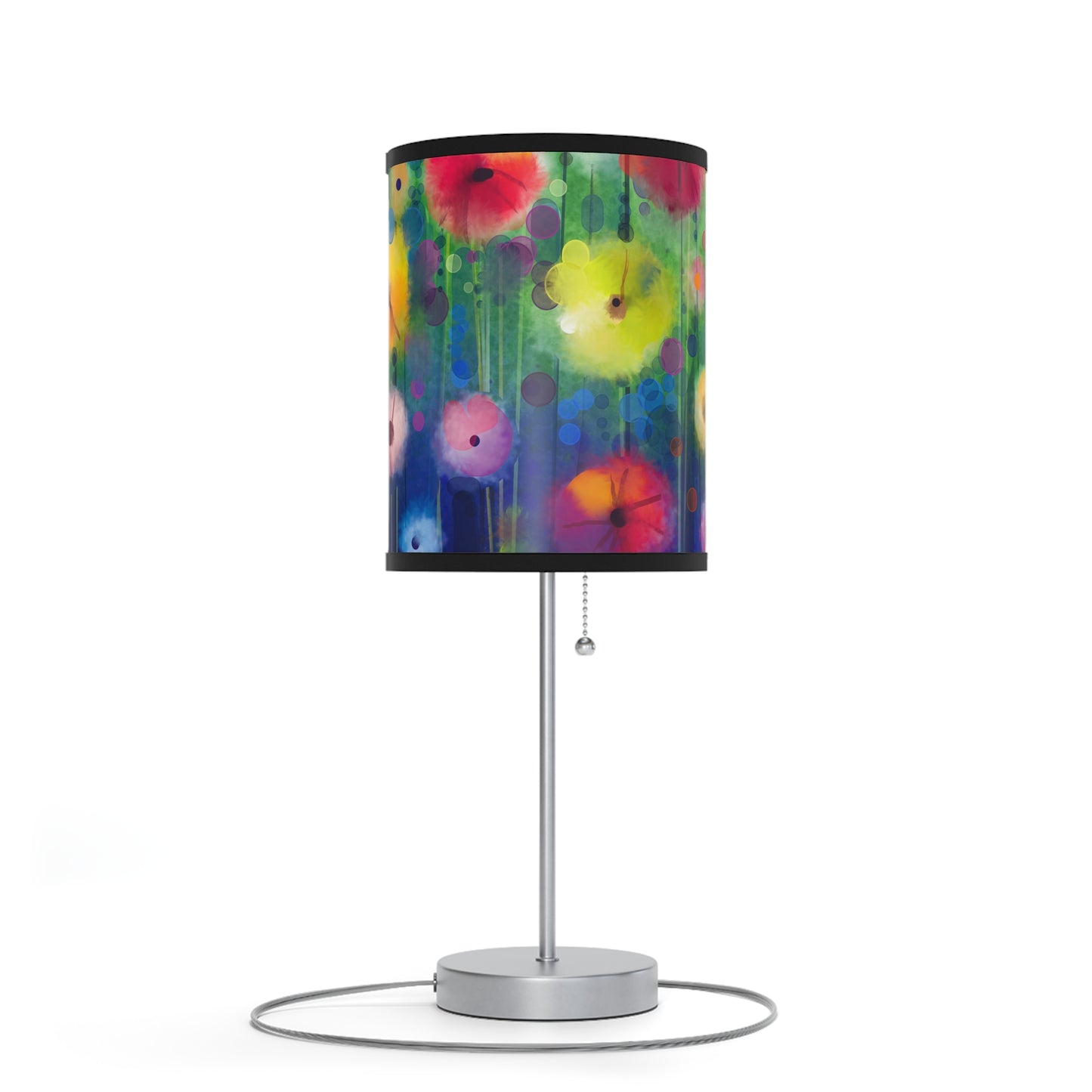 Table Lamp: Silver Base; Year of Art: Field of Flowers