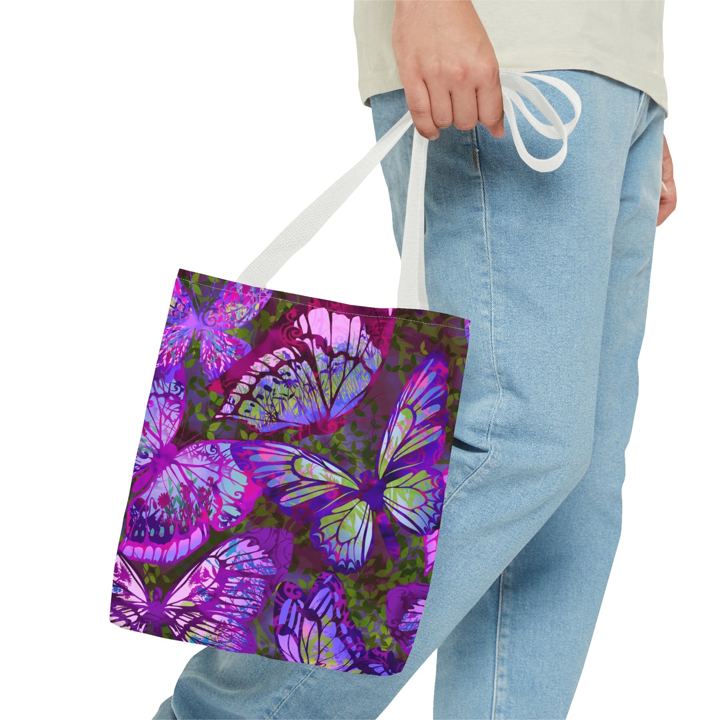 Tote Bag: Large-18x18; Dreamscapes-Lavendar Butterflies