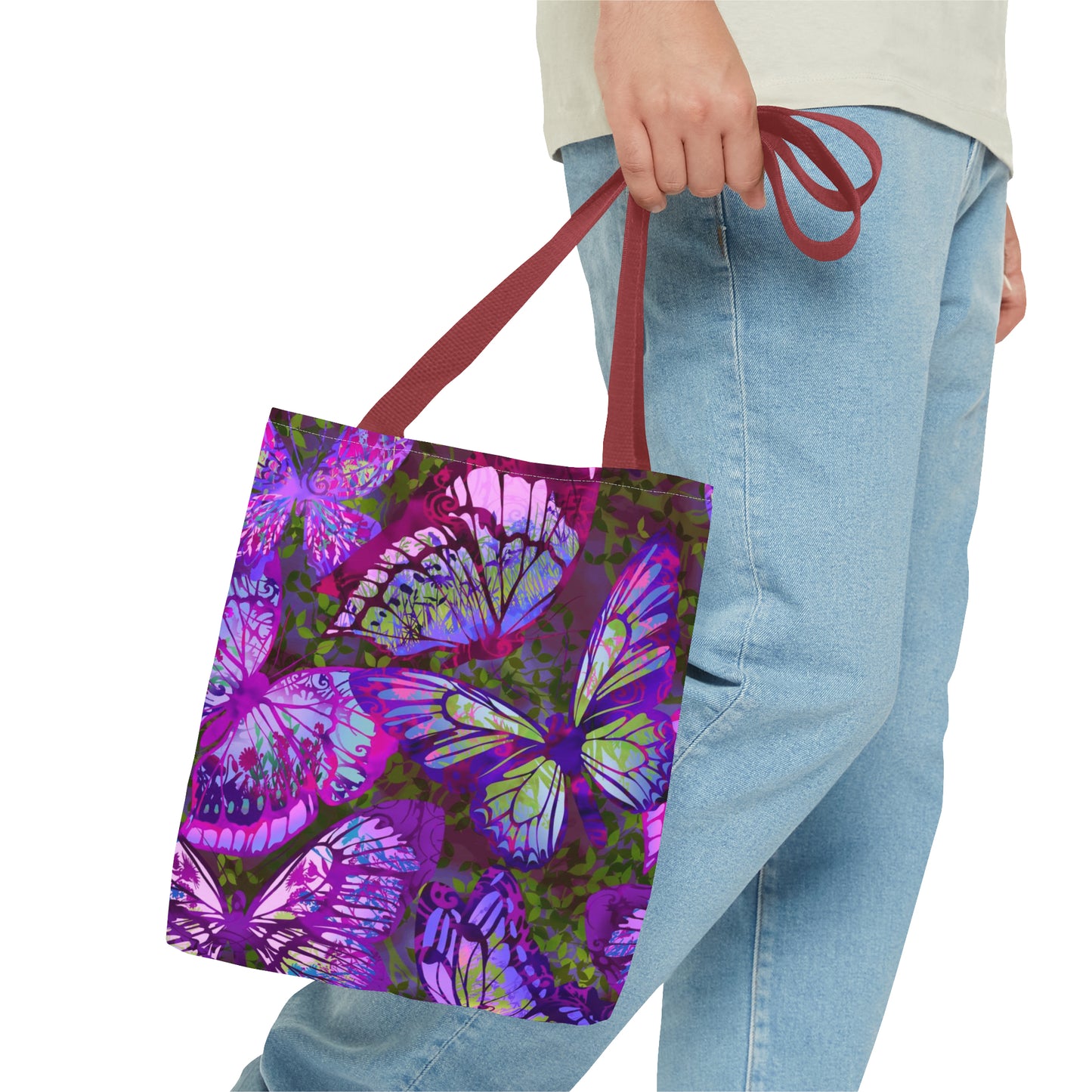 Tote Bag: Large-18x18; Dreamscapes-Lavendar Butterflies
