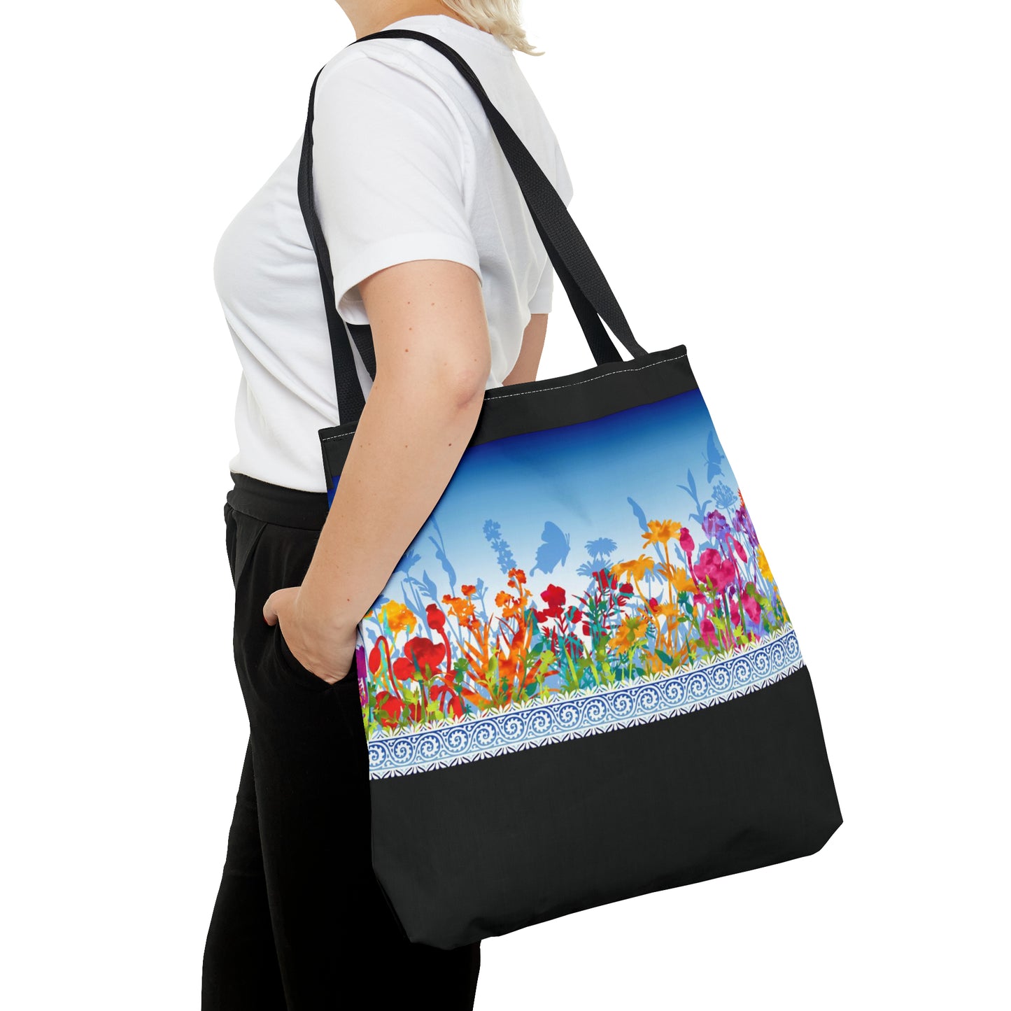 Tote Bag: Large-18x18; Dreamscapes-Light Blue Border