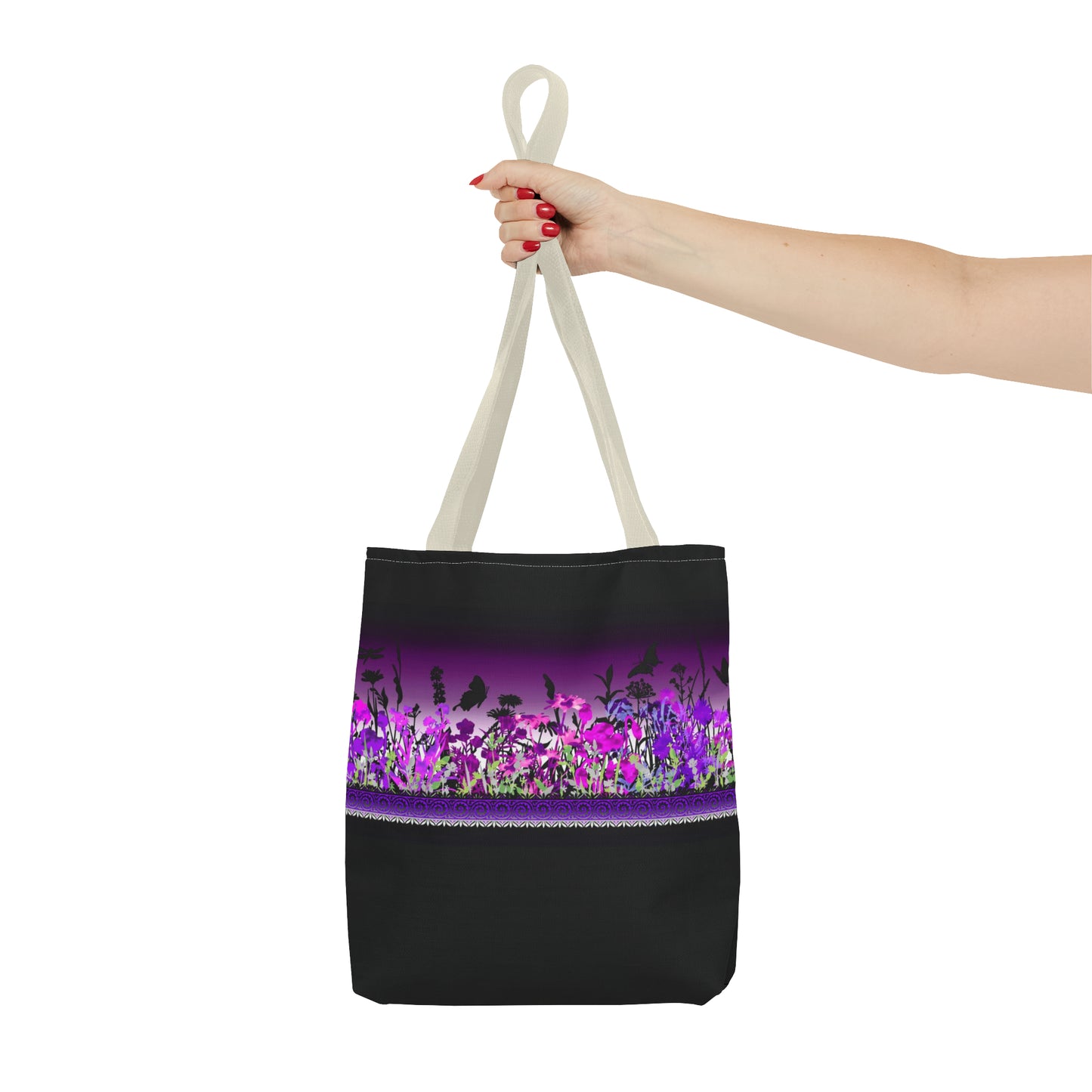 Tote Bag: Large-18x18; Dreamscapes-Purple Border